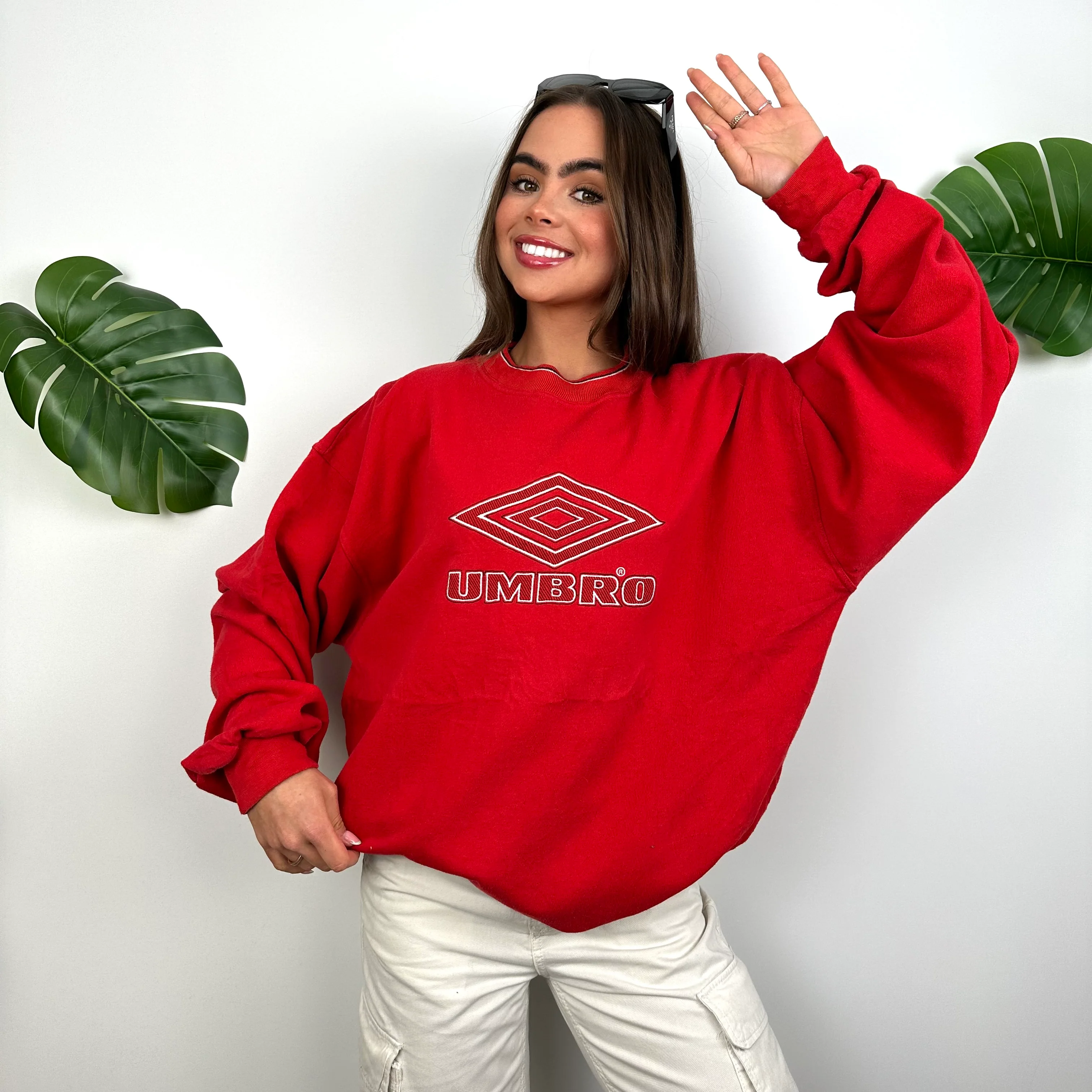Umbro Red Embroidered Spell Out Sweatshirt (L)