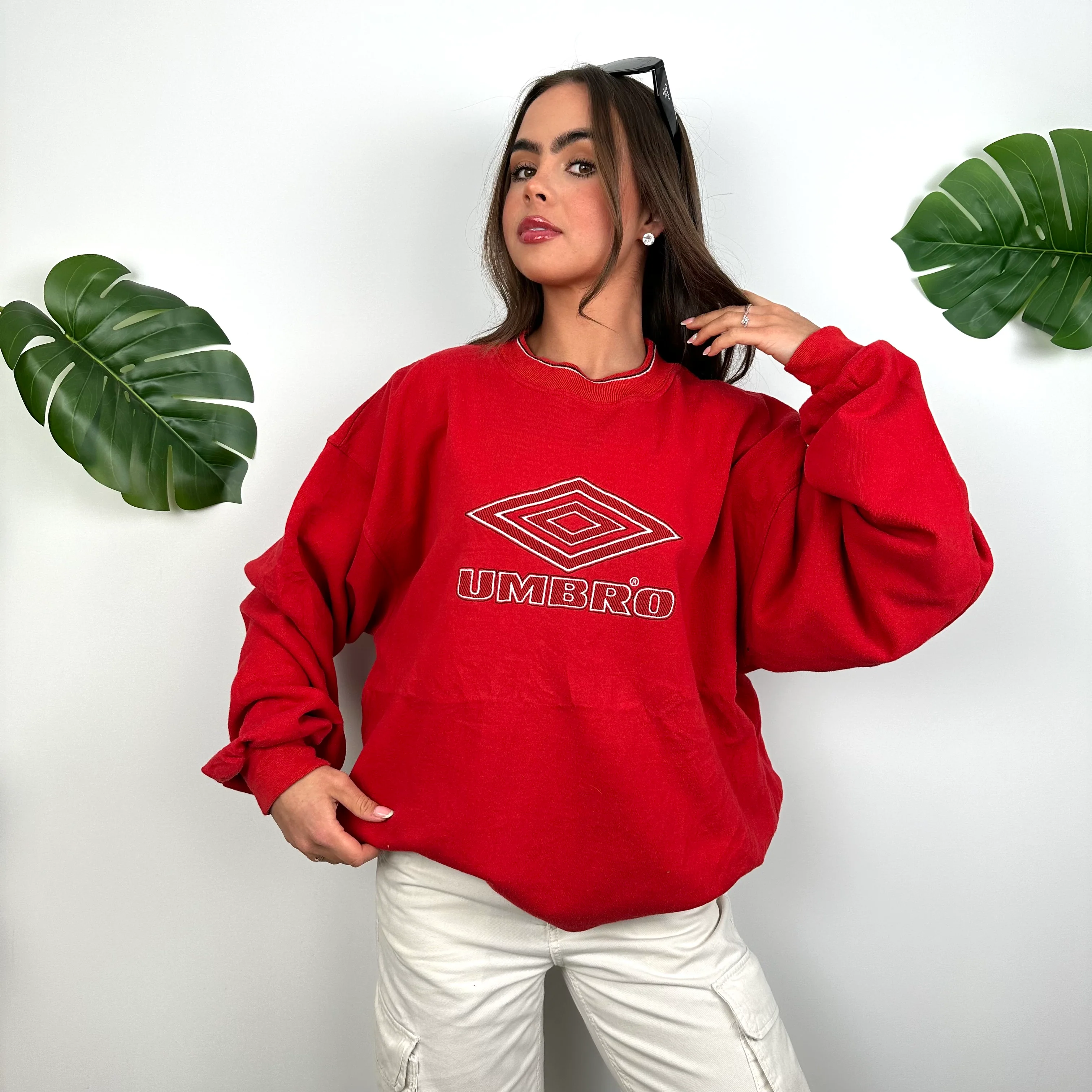 Umbro Red Embroidered Spell Out Sweatshirt (L) - Image 3