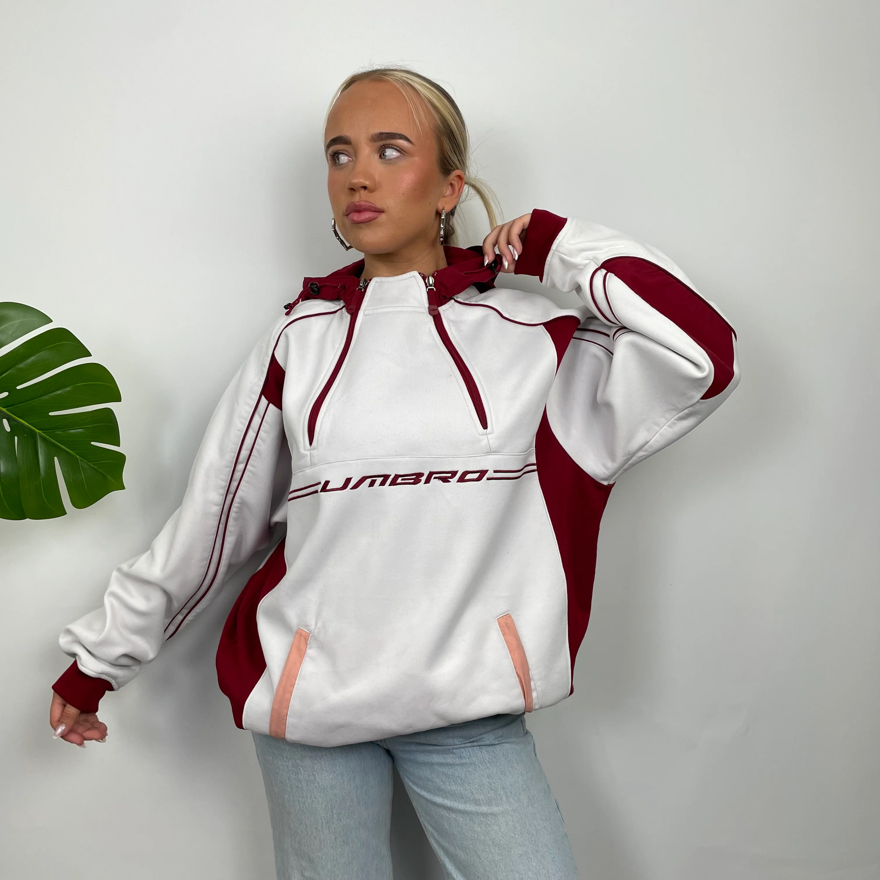 Umbro White Embroidered Spell Out Hoodie (XL) - Image 6