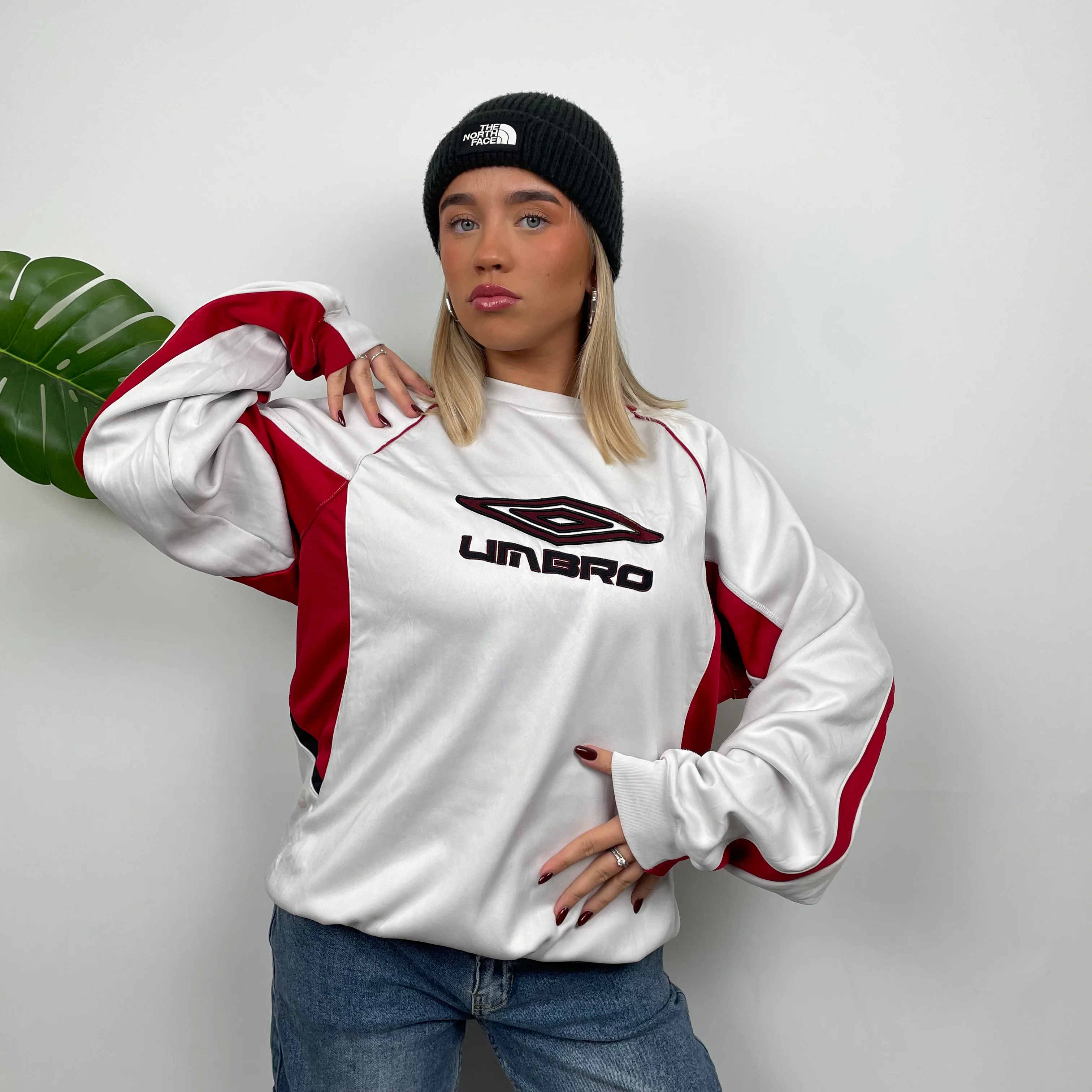 Umbro White Embroidered Spell Out Sweatshirt (L) - Image 2
