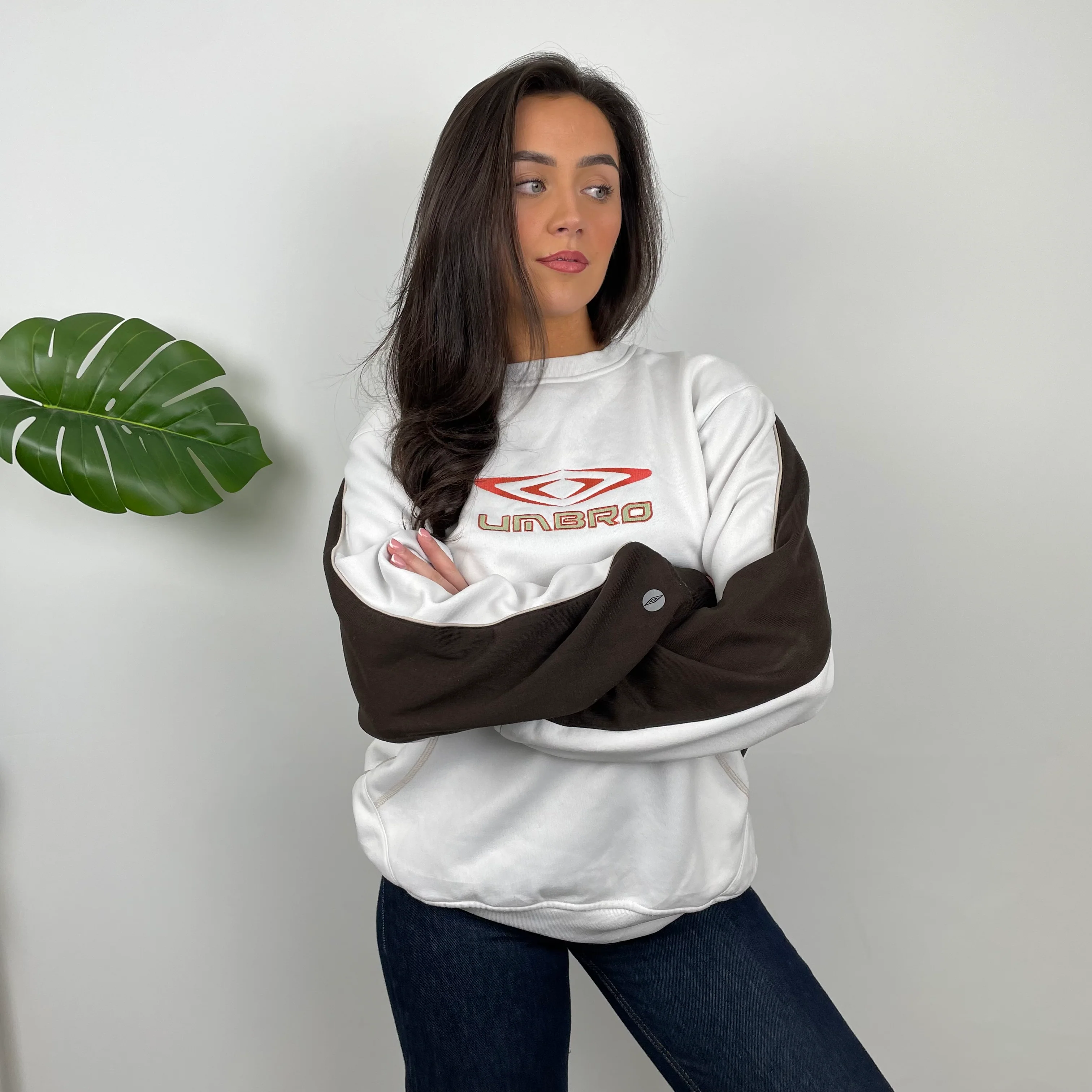 Umbro White Embroidered Spell Out Sweatshirt (L) - Image 3