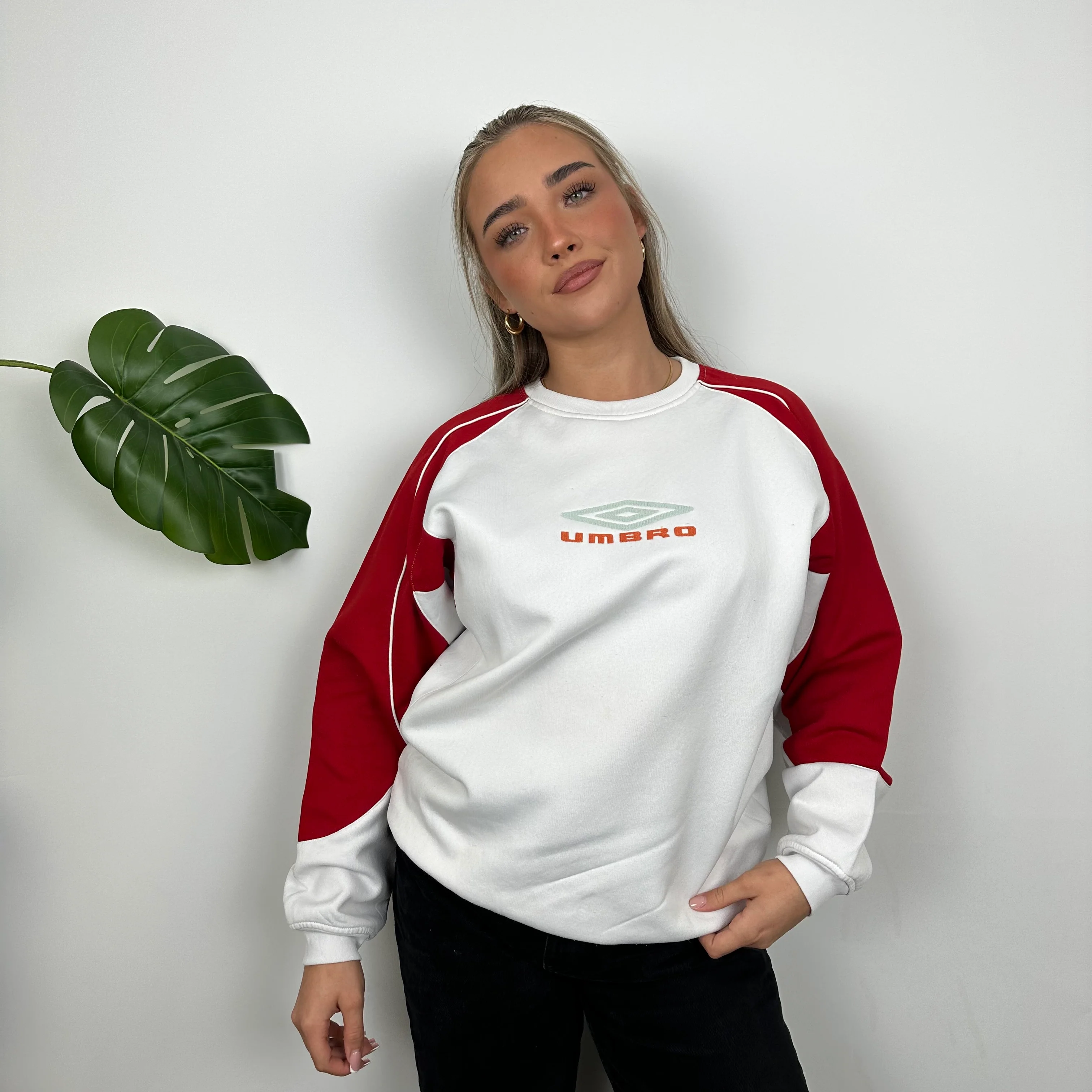 Umbro White Embroidered Spell Out Sweatshirt (L) - Image 2