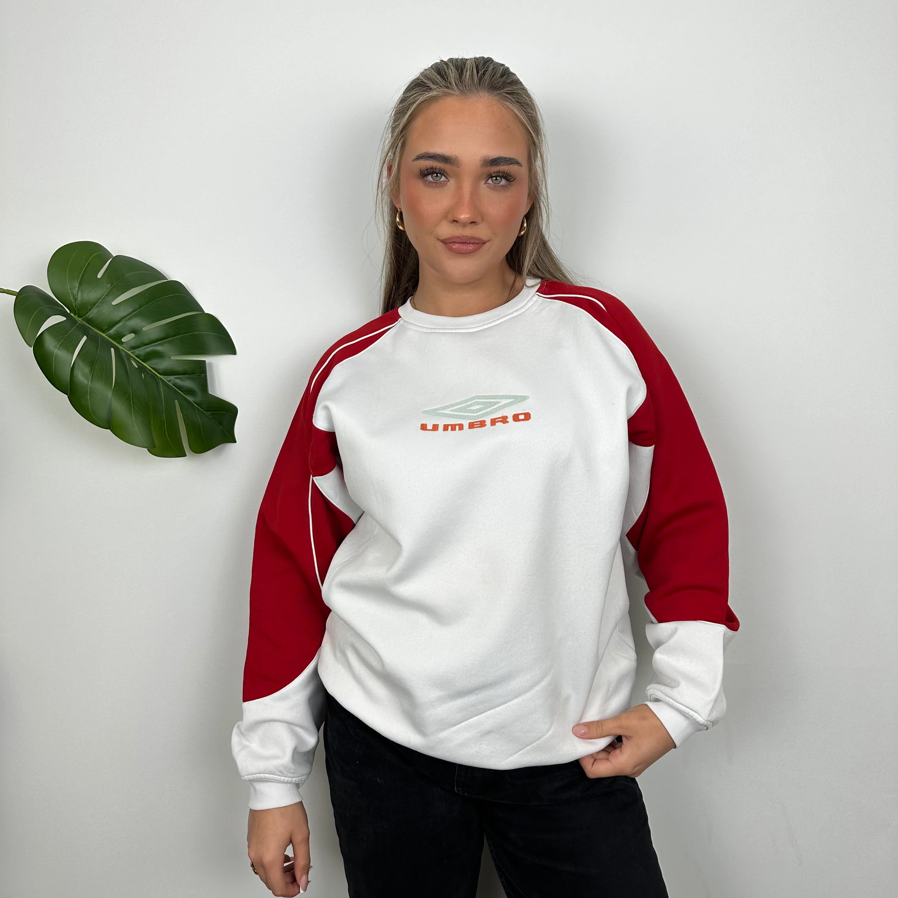 Umbro White Embroidered Spell Out Sweatshirt (L) - Image 5
