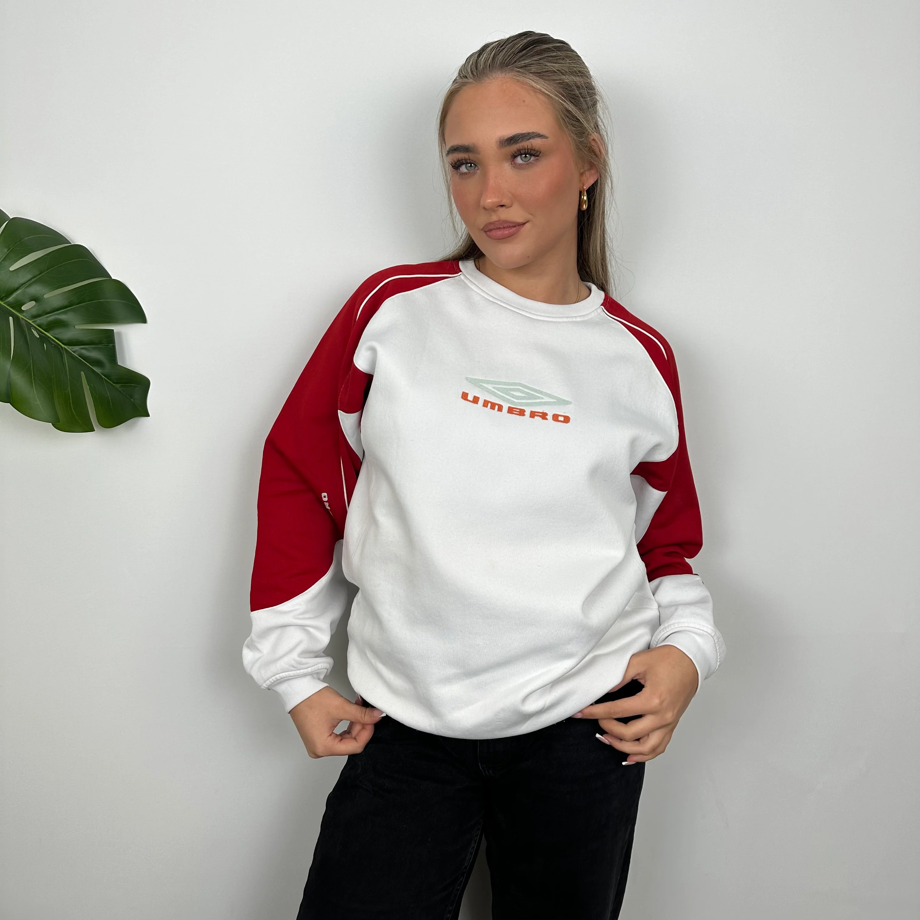 Umbro White Embroidered Spell Out Sweatshirt (L) - Image 6