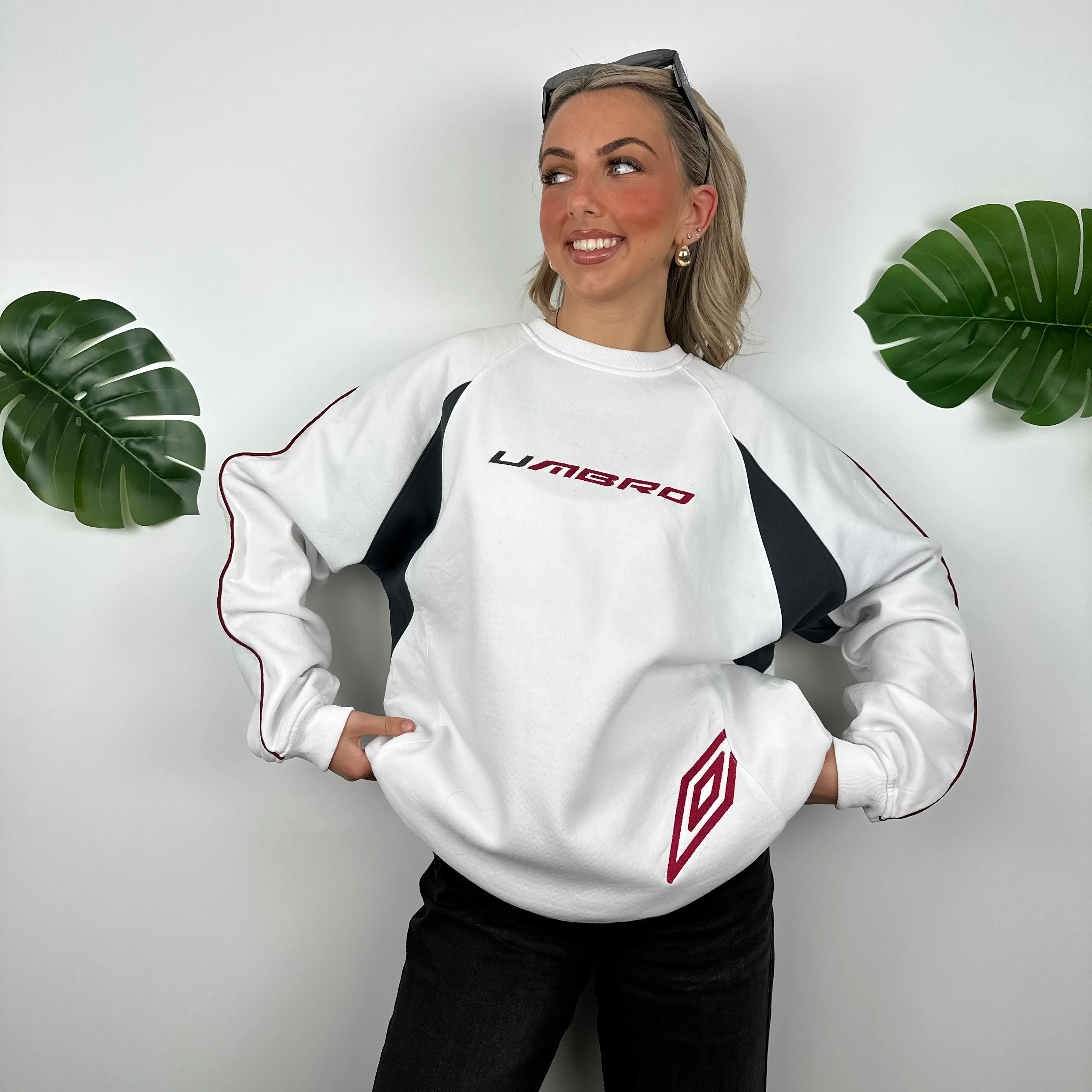 Umbro White Embroidered Spell Out Sweatshirt (L) - Image 2