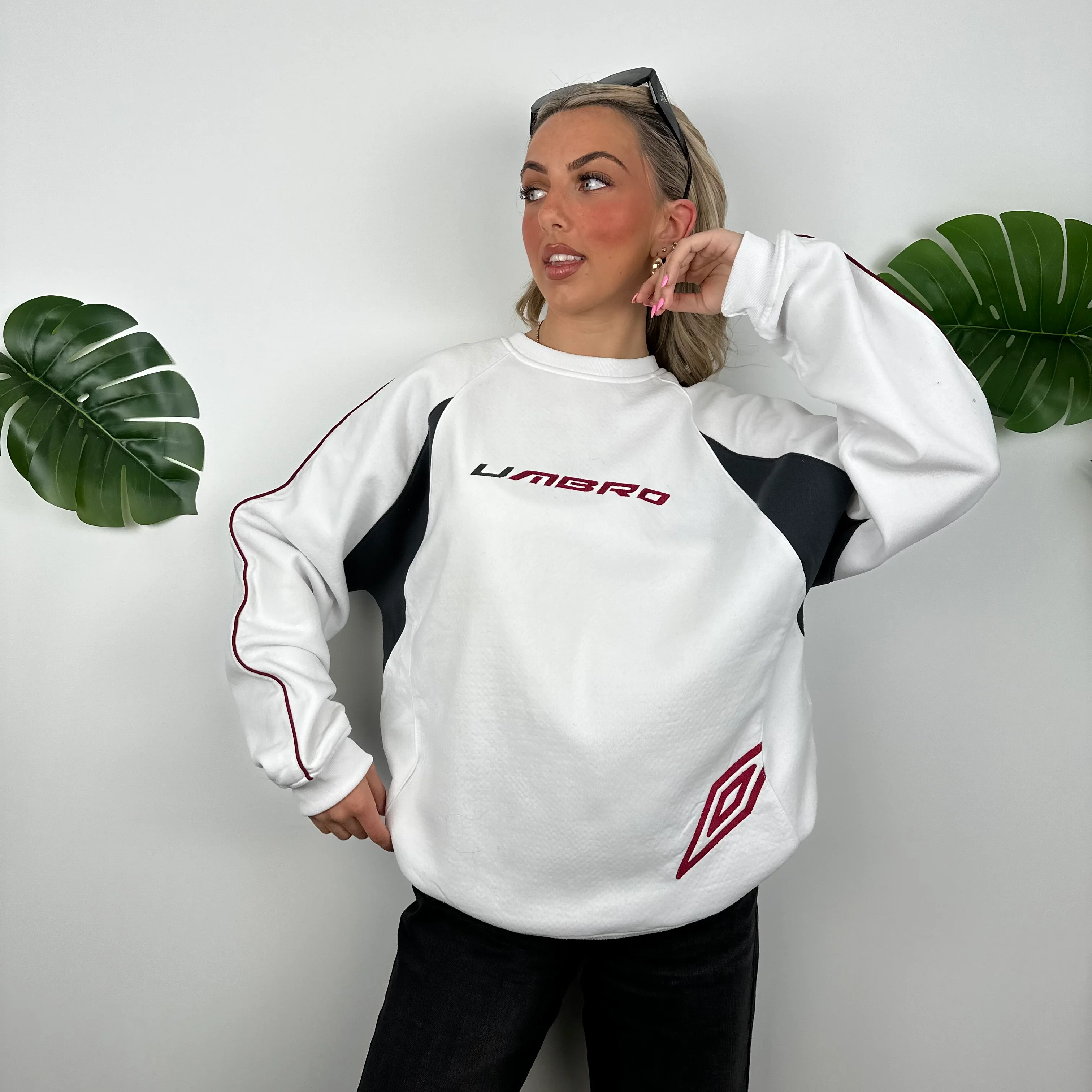 Umbro White Embroidered Spell Out Sweatshirt (L) - Image 6