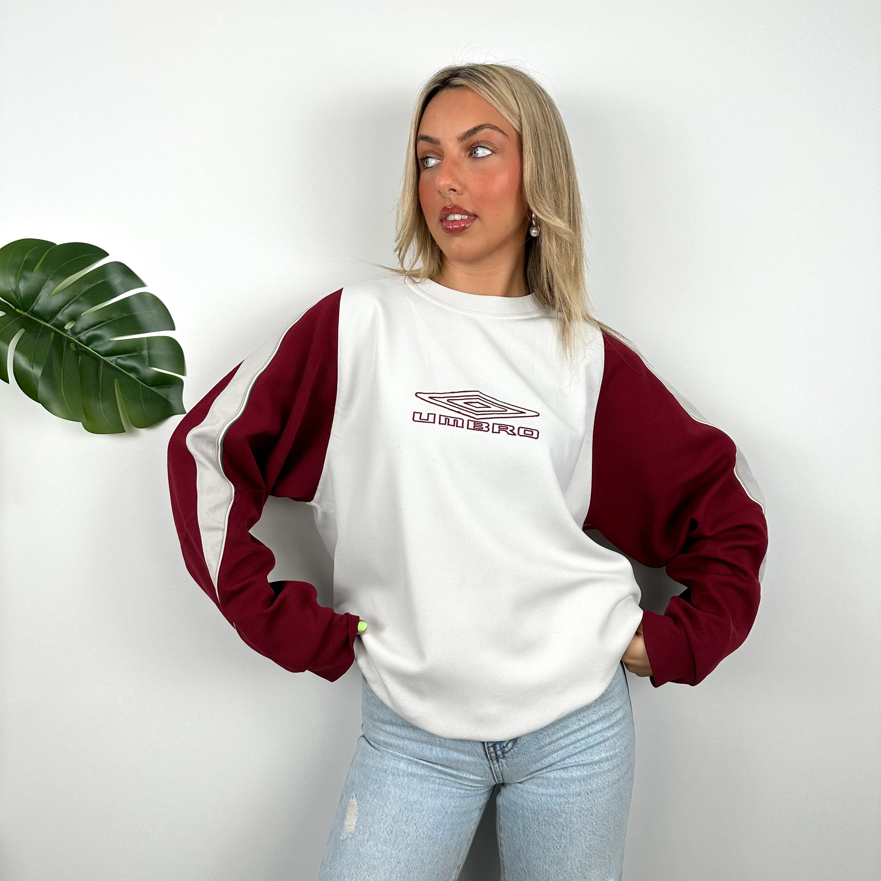 Umbro White Embroidered Spell Out Sweatshirt (L) - Image 5