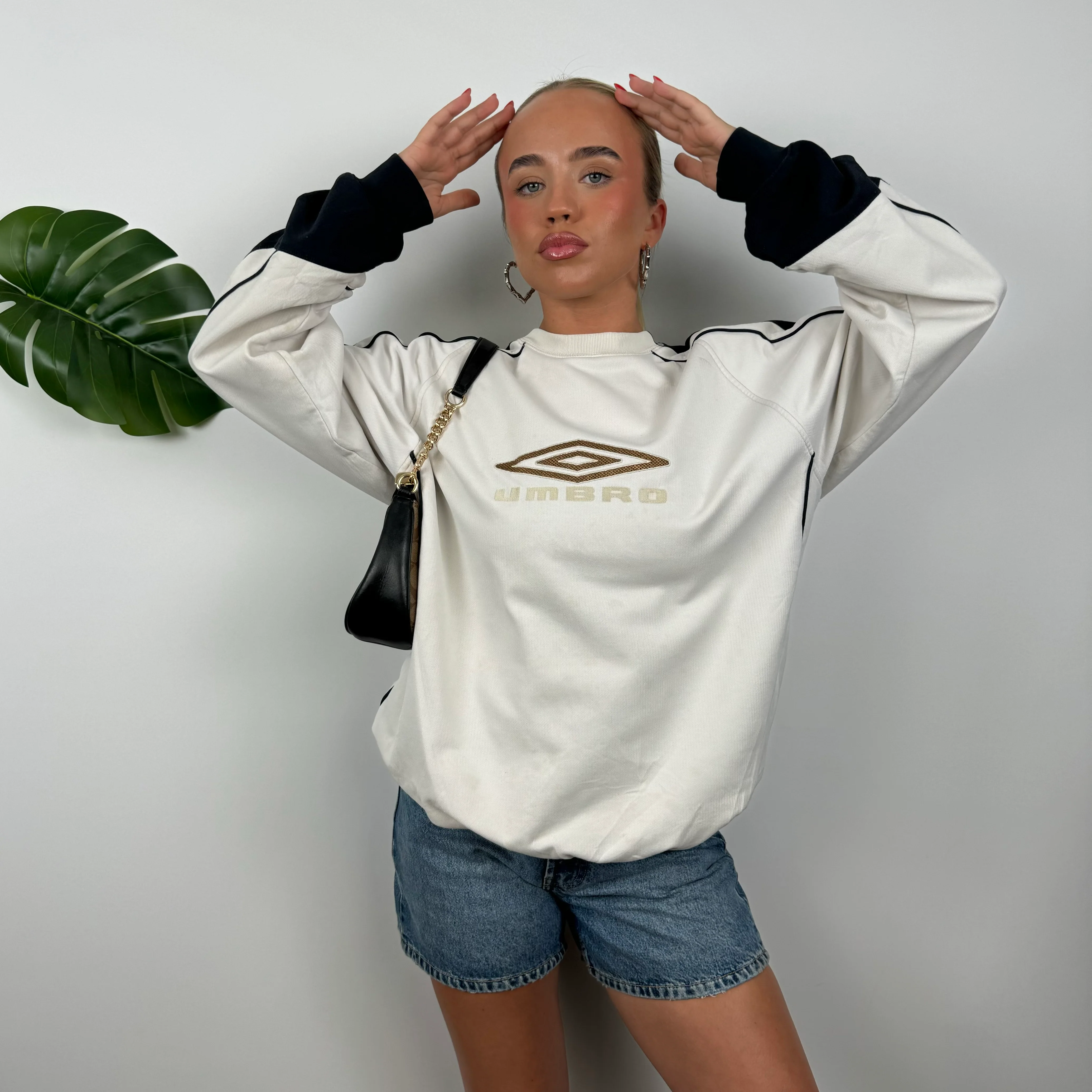 Umbro White Embroidered Spell Out Sweatshirt (L) - Image 5