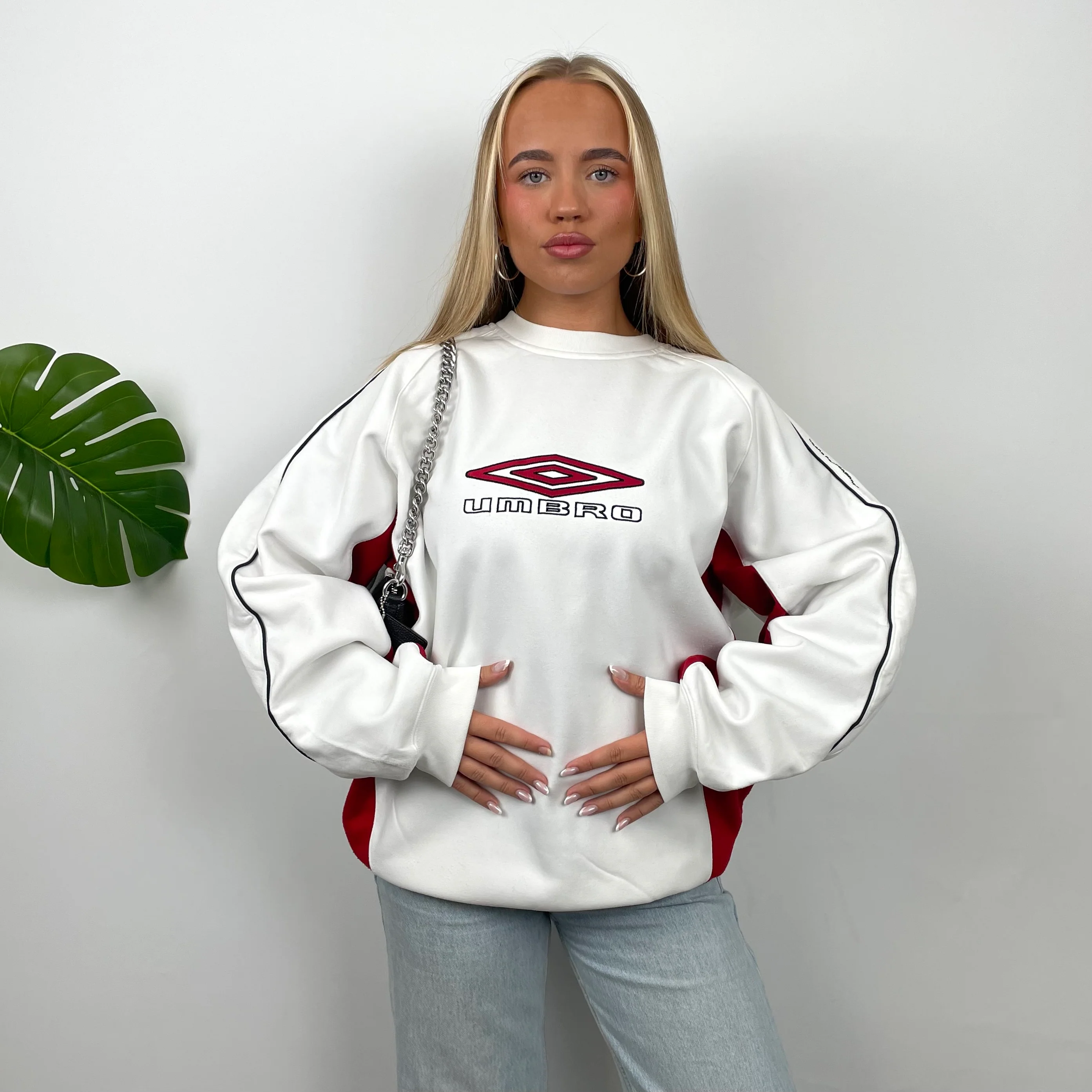 Umbro White Embroidered Spell Out Sweatshirt (XL) - Image 2