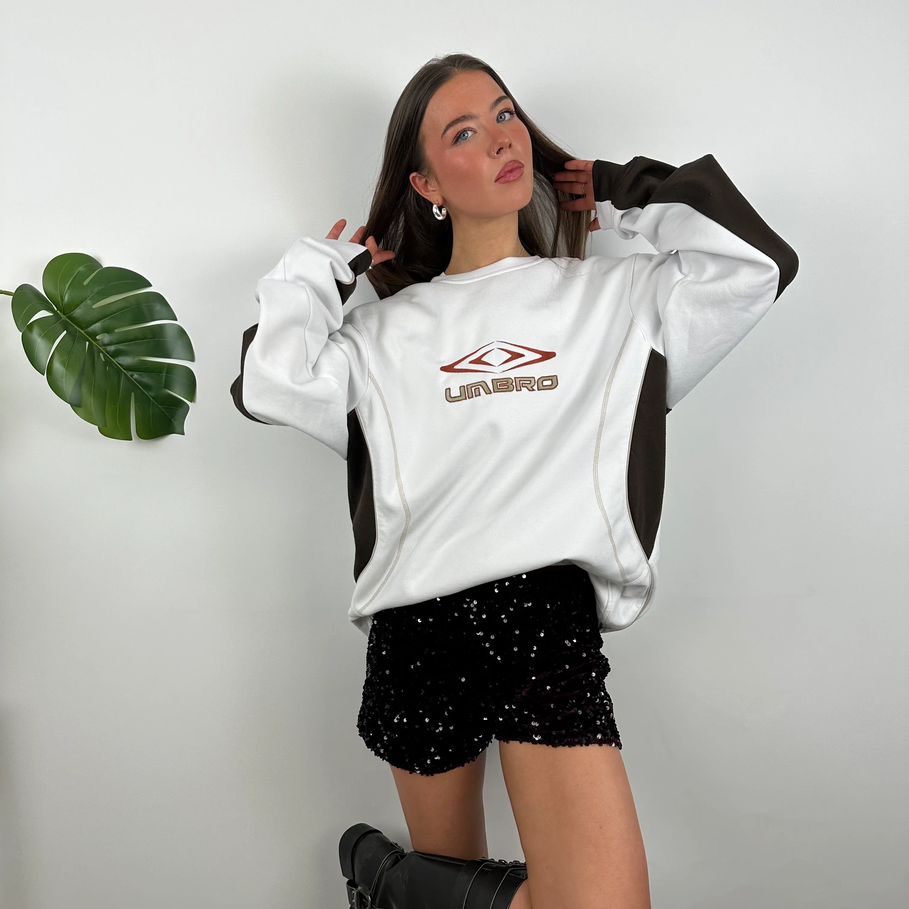 Umbro White Embroidered Spell Out Sweatshirt (XL) - Image 2