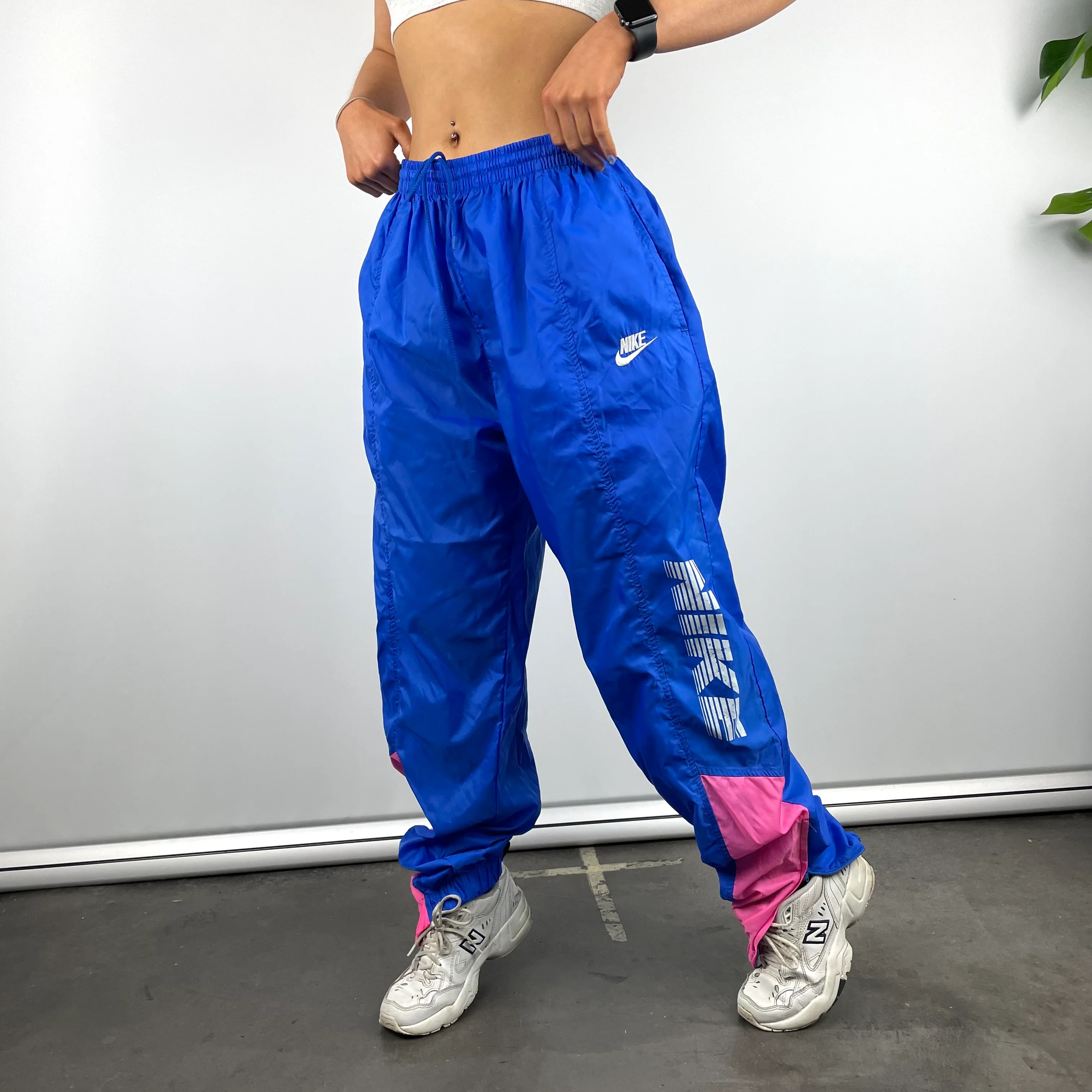 Nike Blue Embroidered Spell Out Track Pants (L) - Image 5