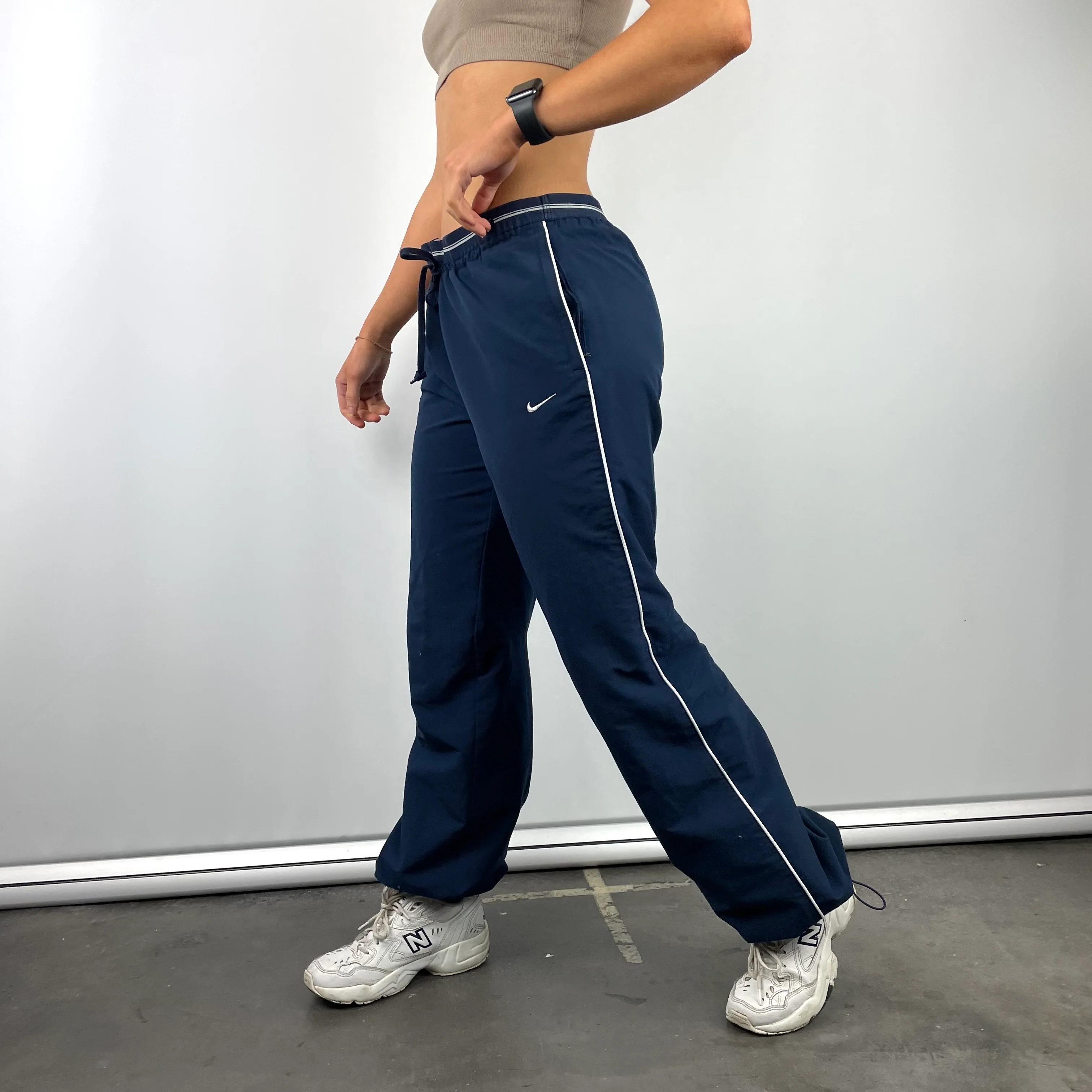 Nike Navy Embroidered Swoosh Track Pants (M) - Image 2