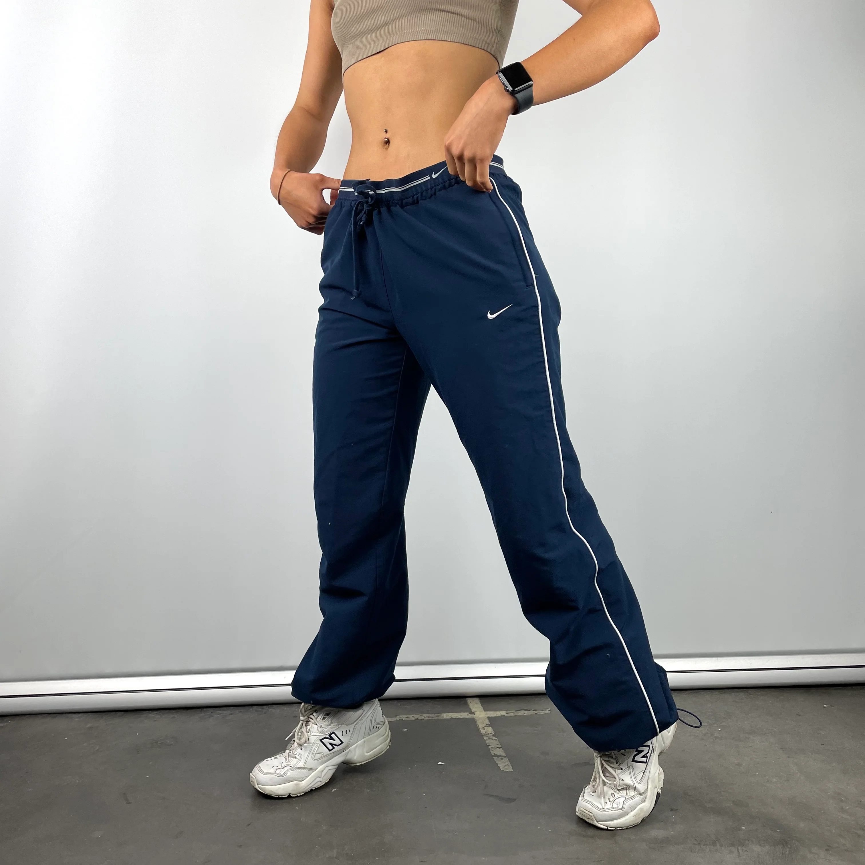 Nike Navy Embroidered Swoosh Track Pants (M) - Image 3