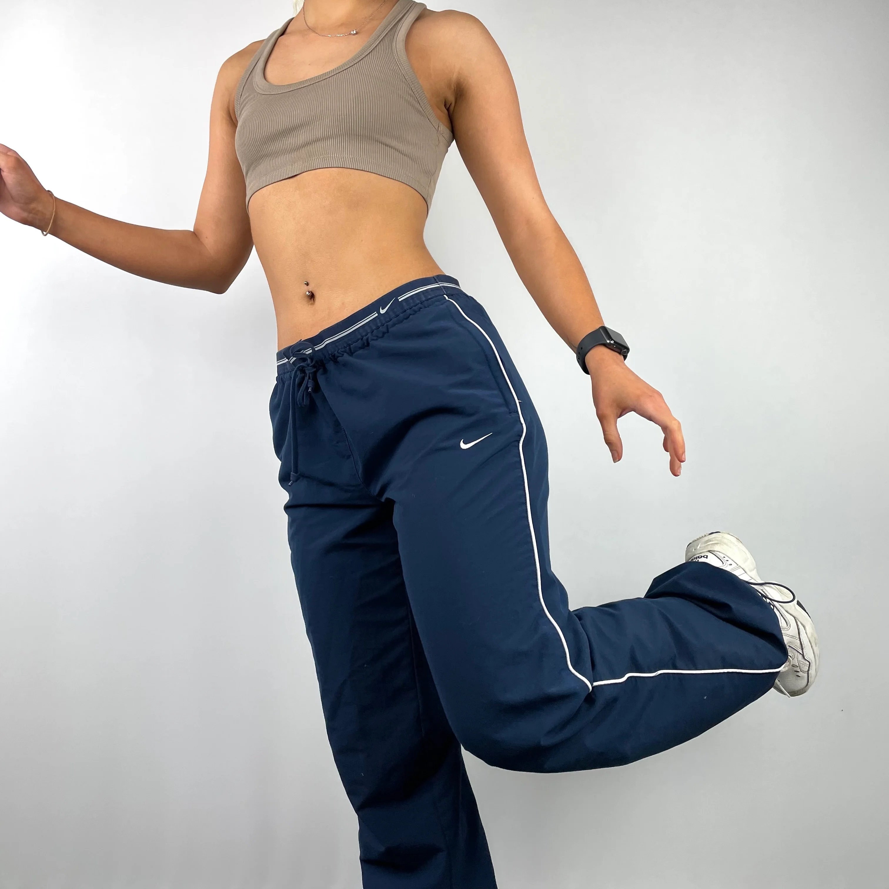 Nike Navy Embroidered Swoosh Track Pants (M) - Image 5