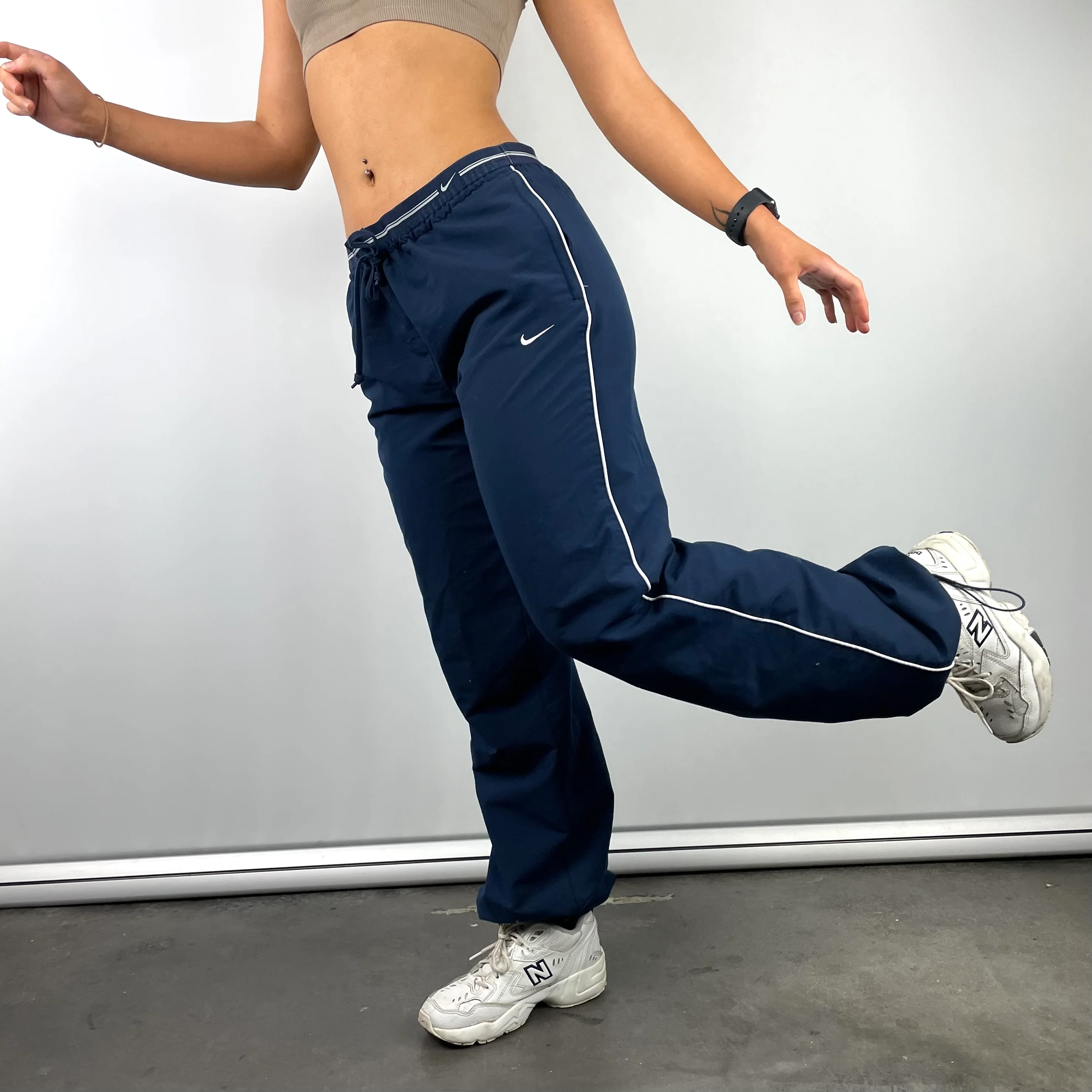 Nike Navy Embroidered Swoosh Track Pants (M) - Image 6
