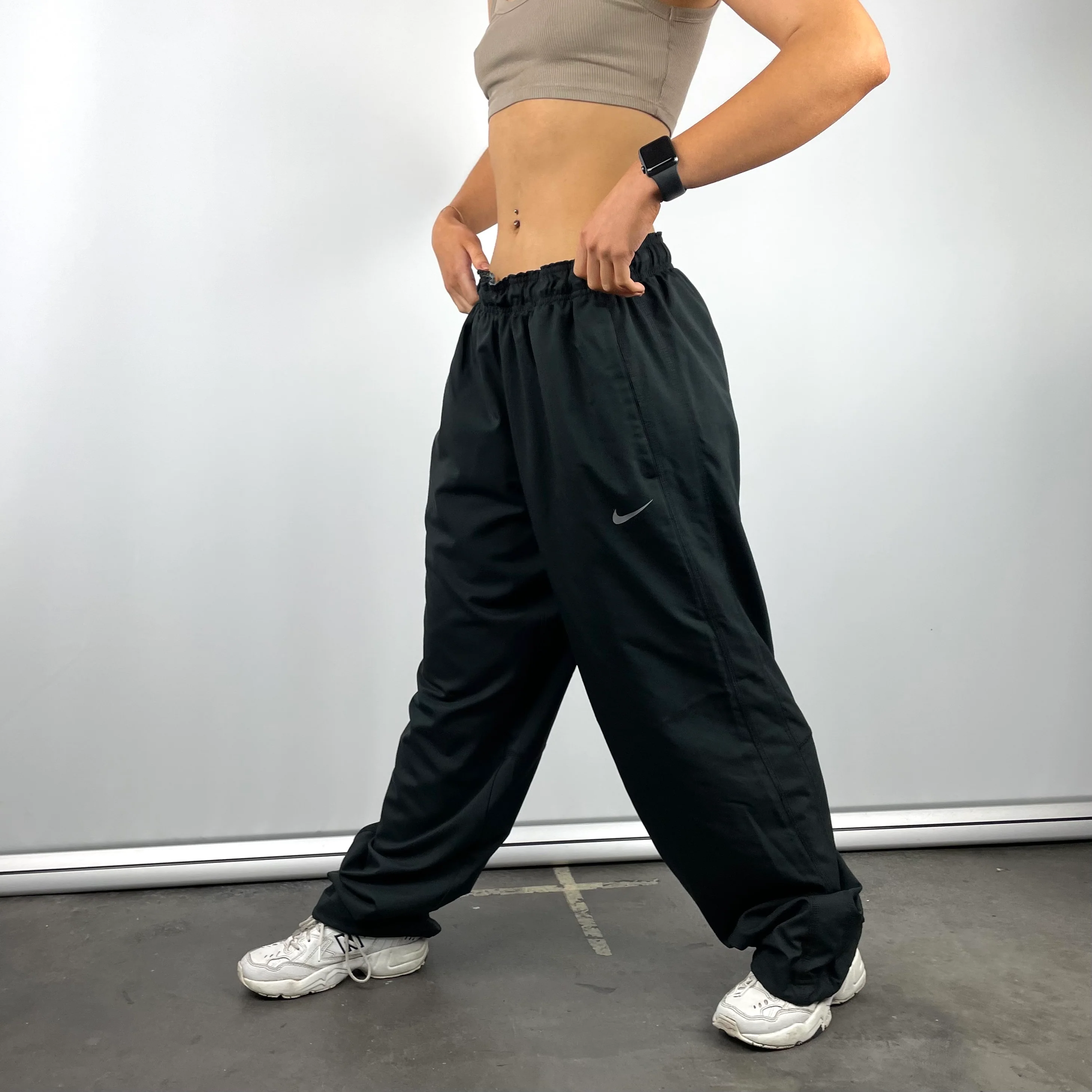 Nike Black Swoosh Track Pants (L) - Image 3