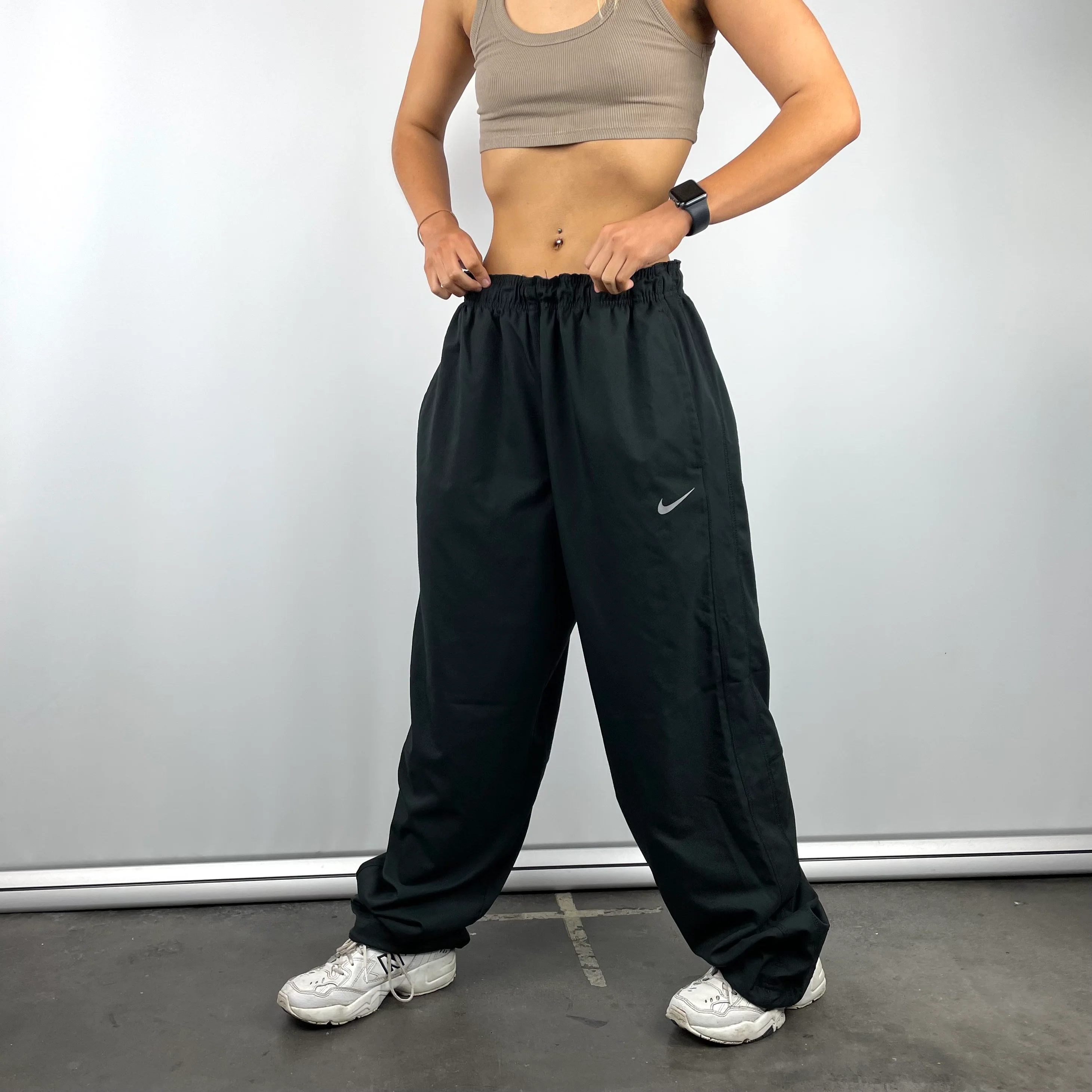 Nike Black Swoosh Track Pants (L) - Image 5