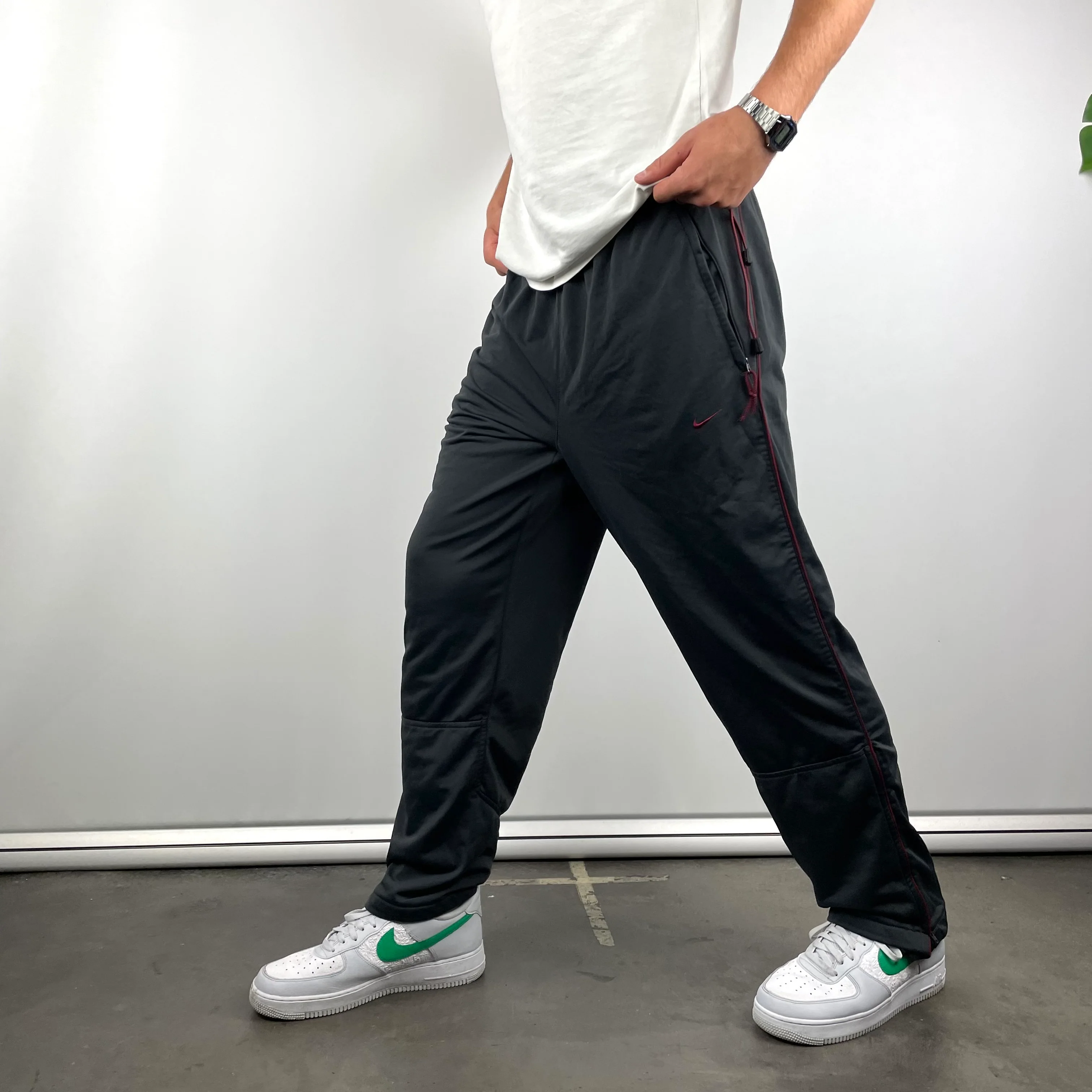 Nike Black Embroidered Swoosh Track Pants (L) - Image 7