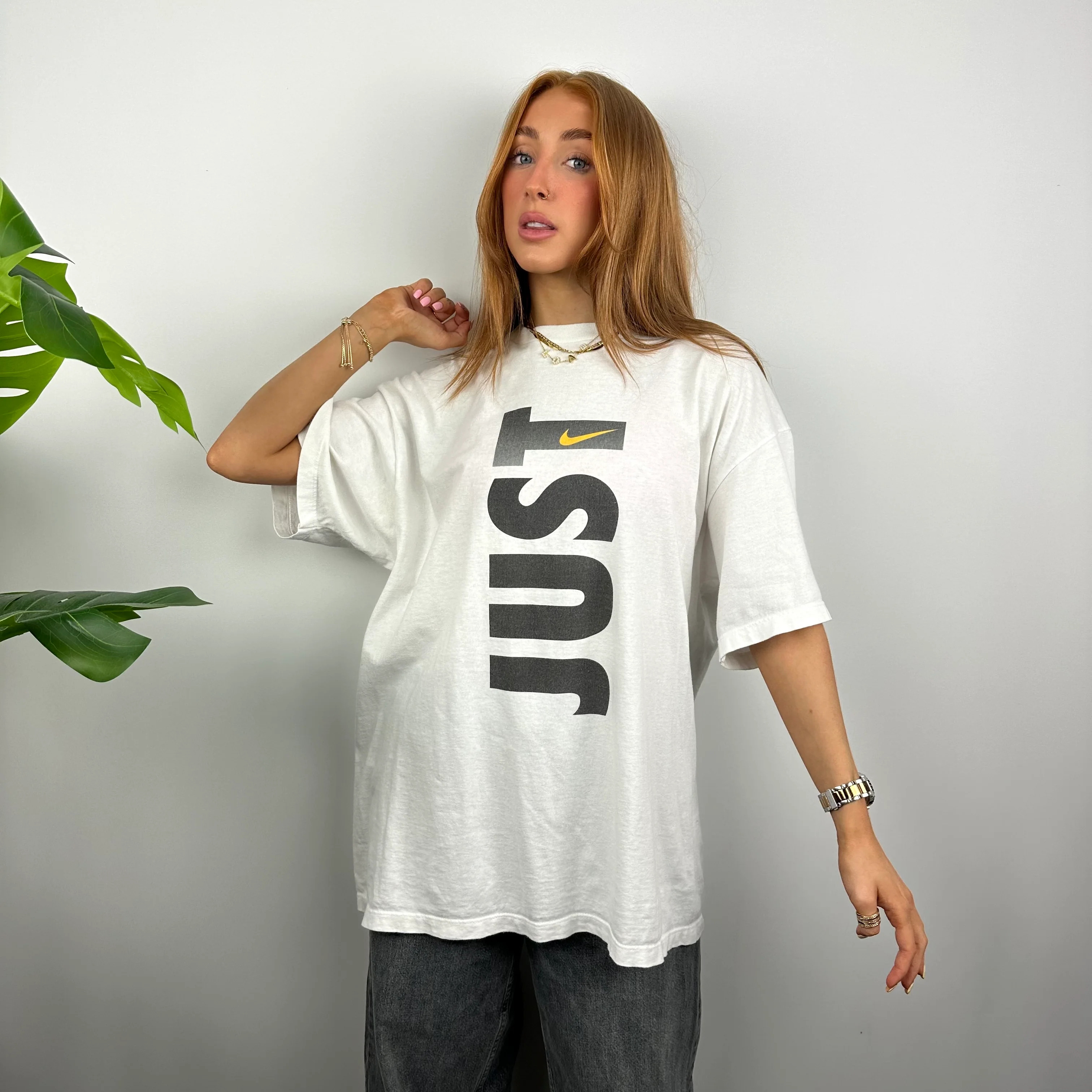 Nike Just Do It RARE White Graphic Spell Out T Shirt (L) - Image 3