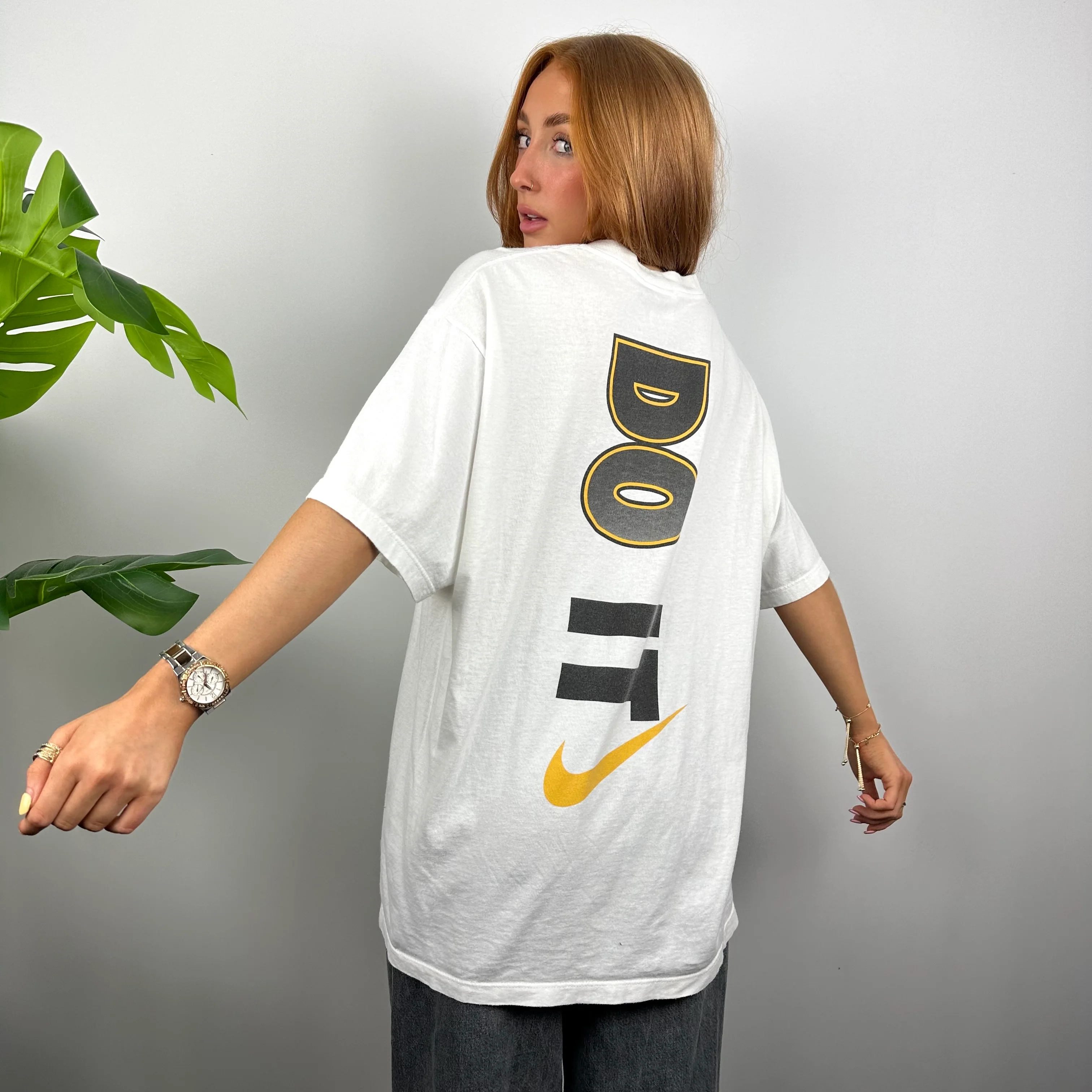 Nike Just Do It RARE White Graphic Spell Out T Shirt (L) - Image 5