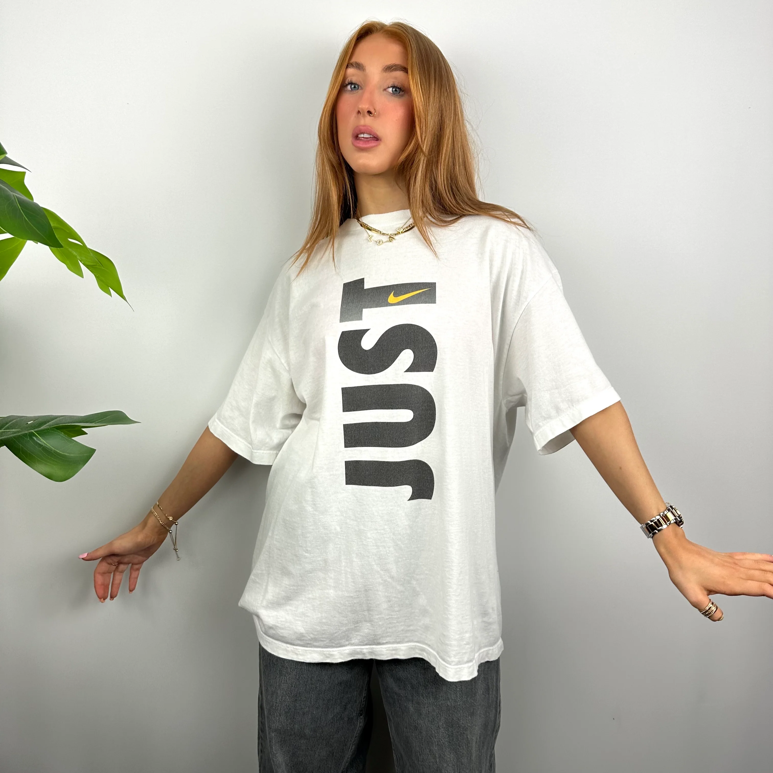 Nike Just Do It RARE White Graphic Spell Out T Shirt (L) - Image 6