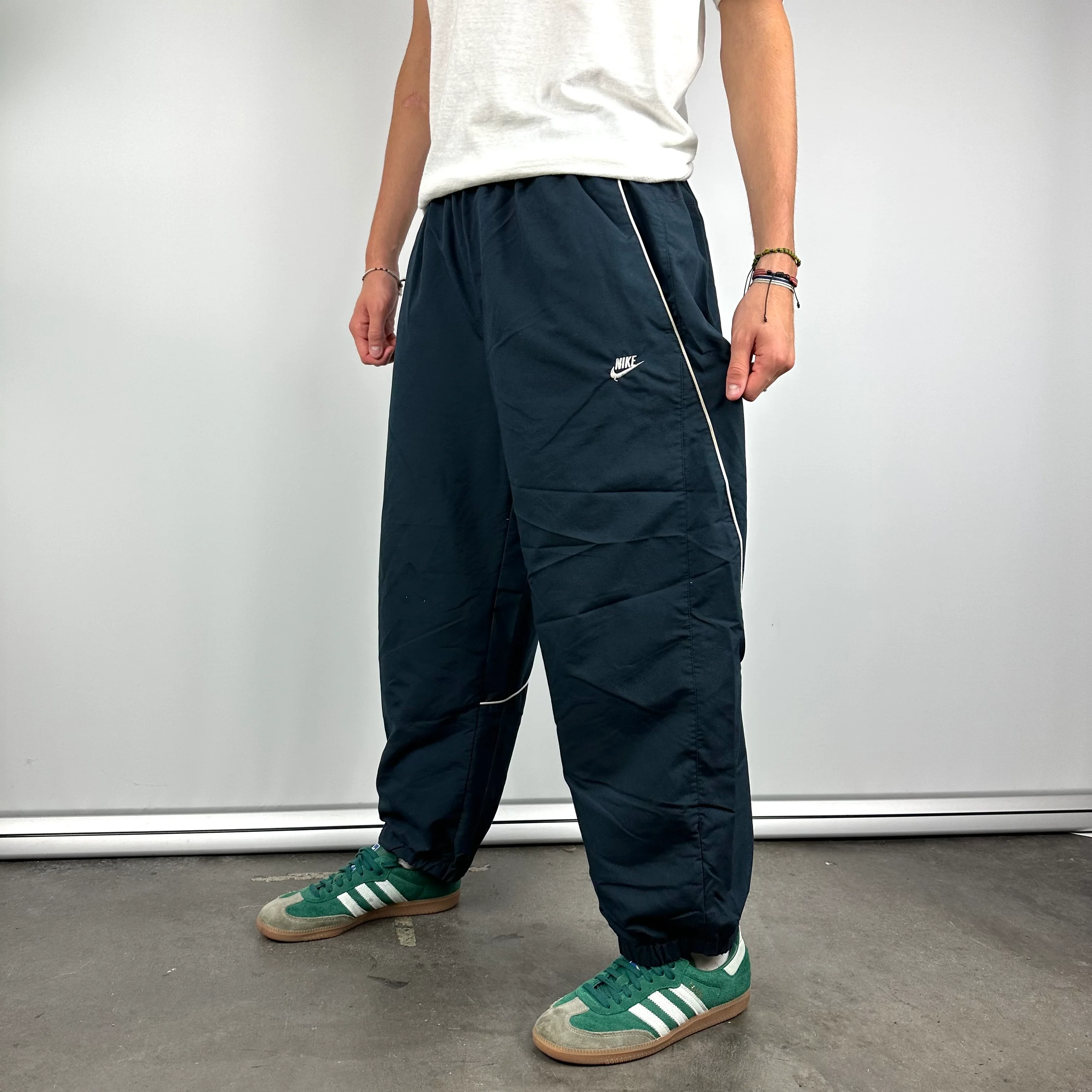 Nike Navy Embroidered Spell Out Track Pants (S)