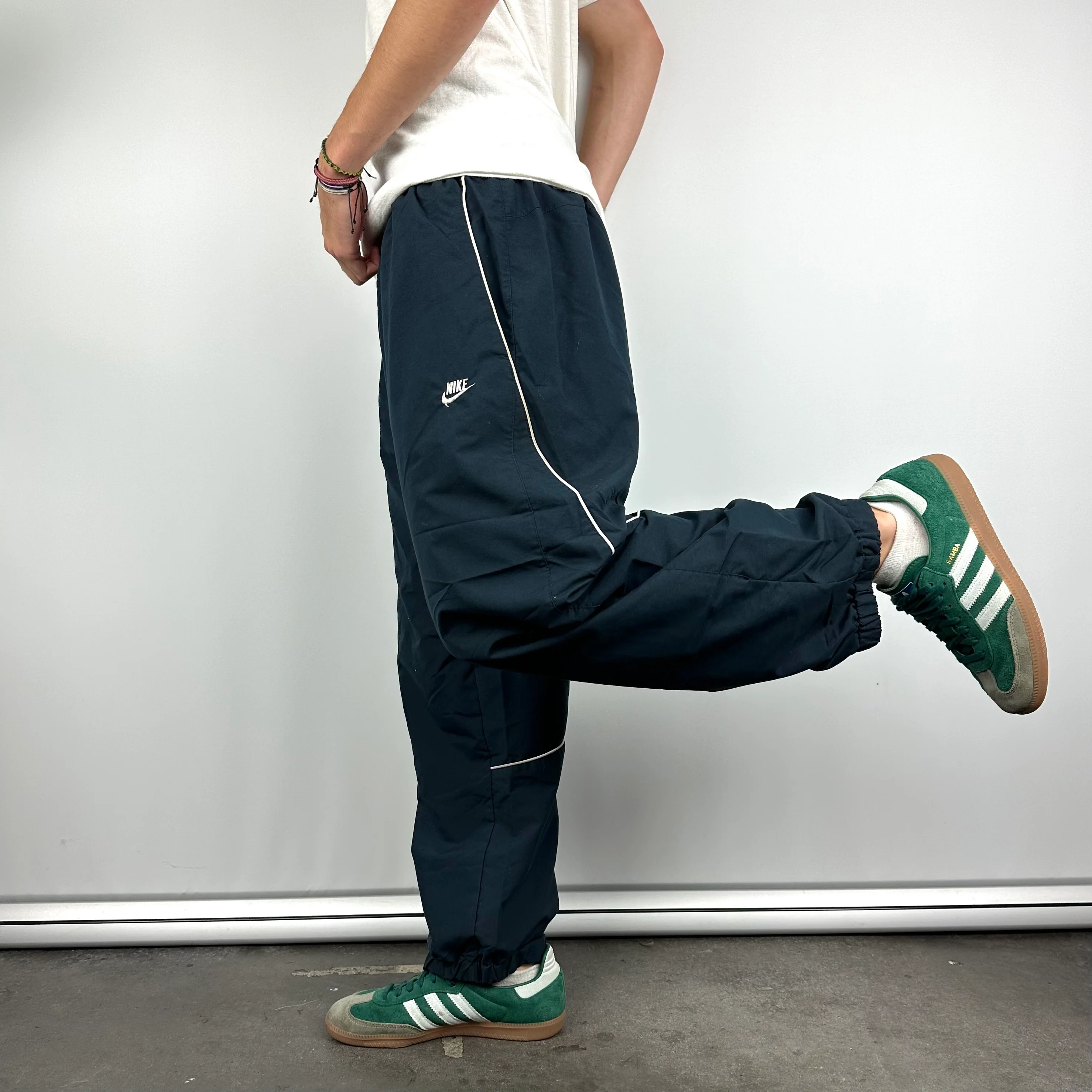 Nike Navy Embroidered Spell Out Track Pants (S) - Image 2
