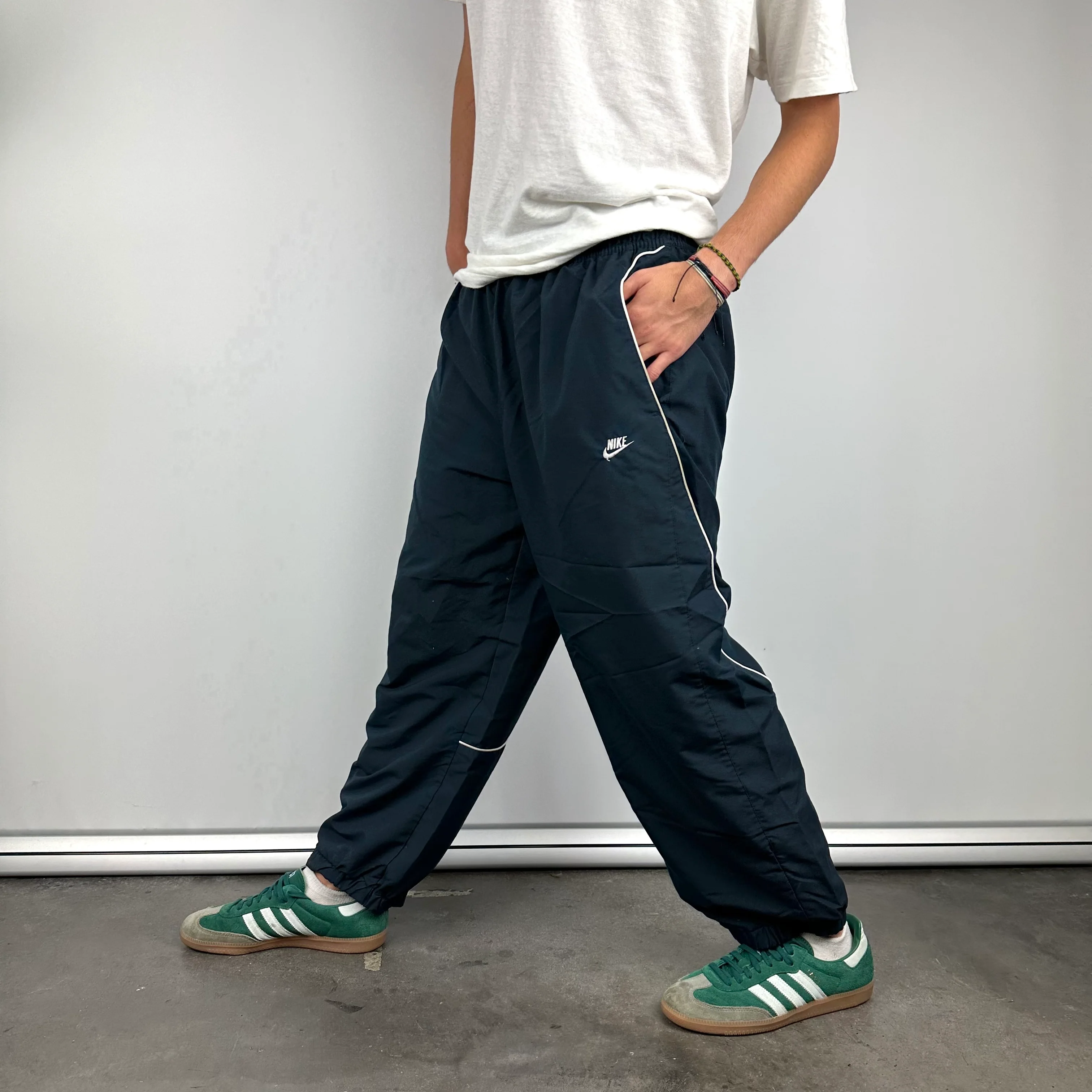 Nike Navy Embroidered Spell Out Track Pants (S) - Image 3