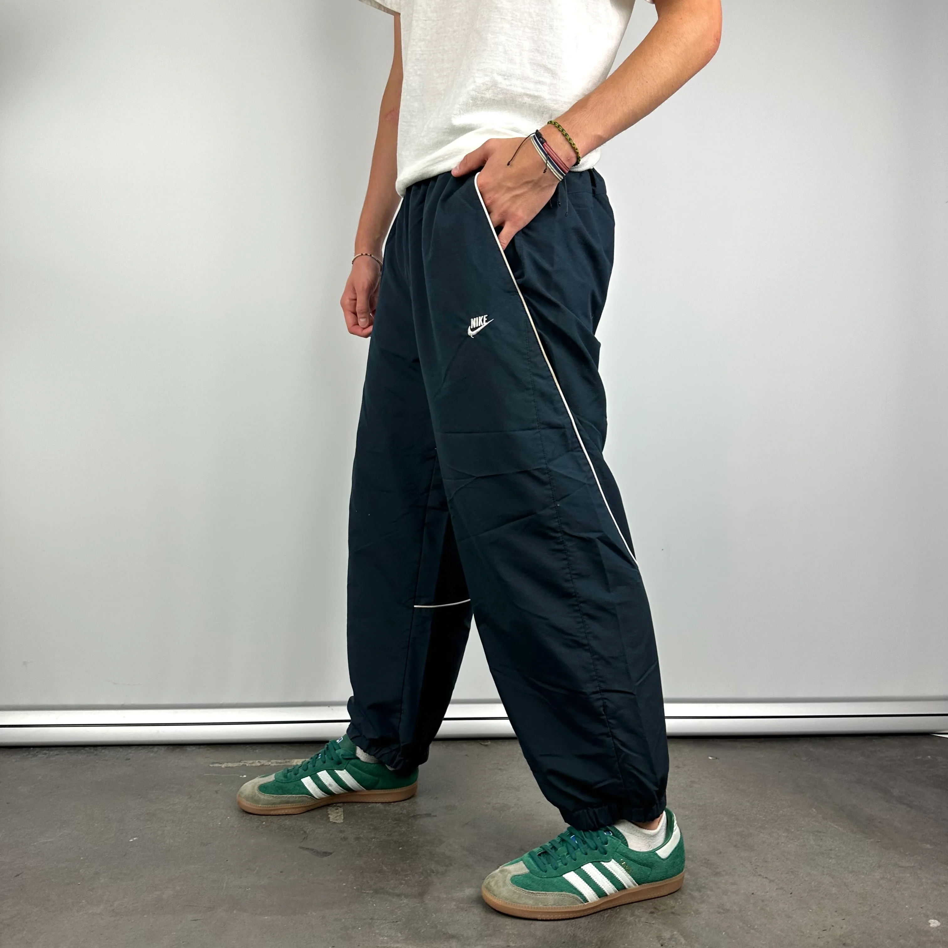 Nike Navy Embroidered Spell Out Track Pants (S) - Image 4