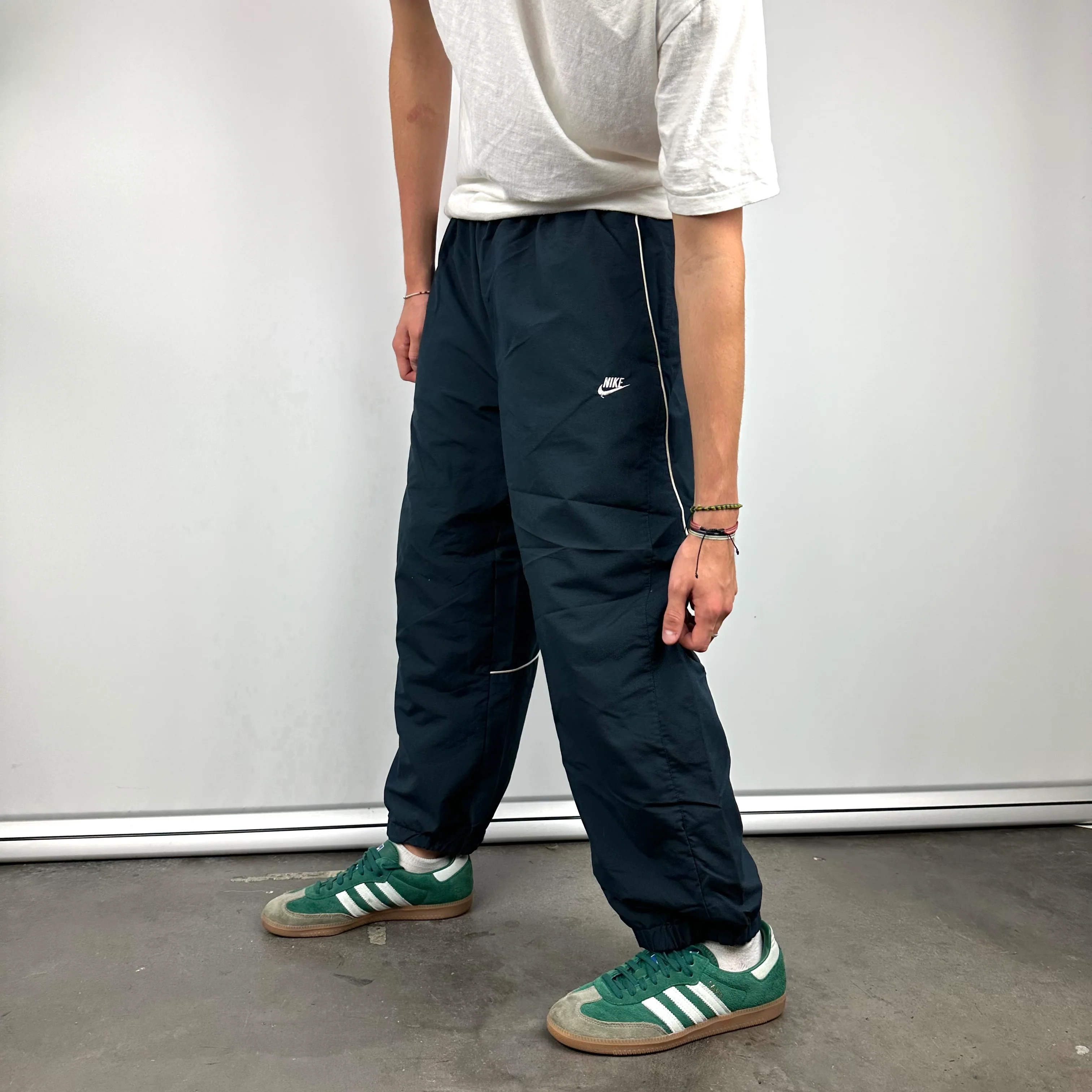 Nike Navy Embroidered Spell Out Track Pants (S) - Image 5