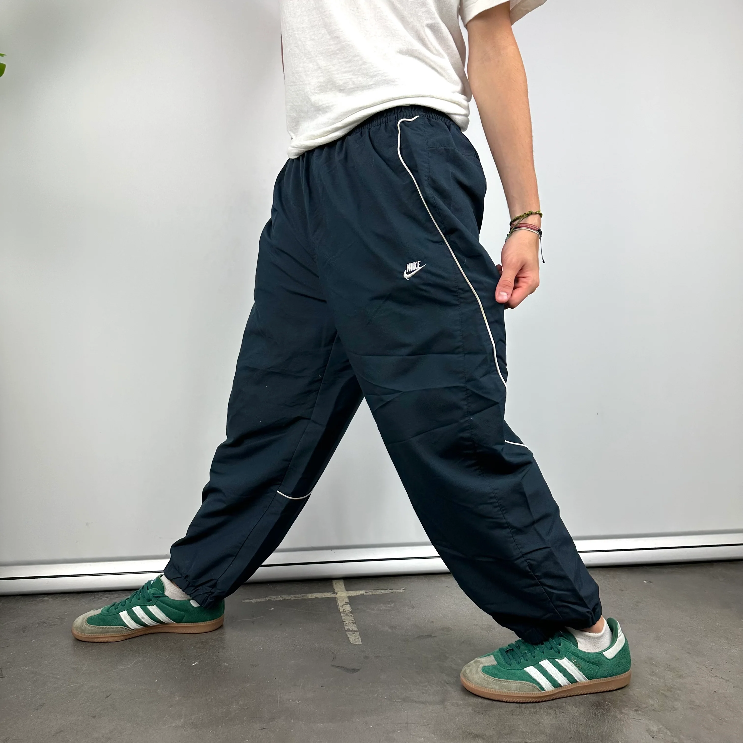 Nike Navy Embroidered Spell Out Track Pants (S) - Image 6