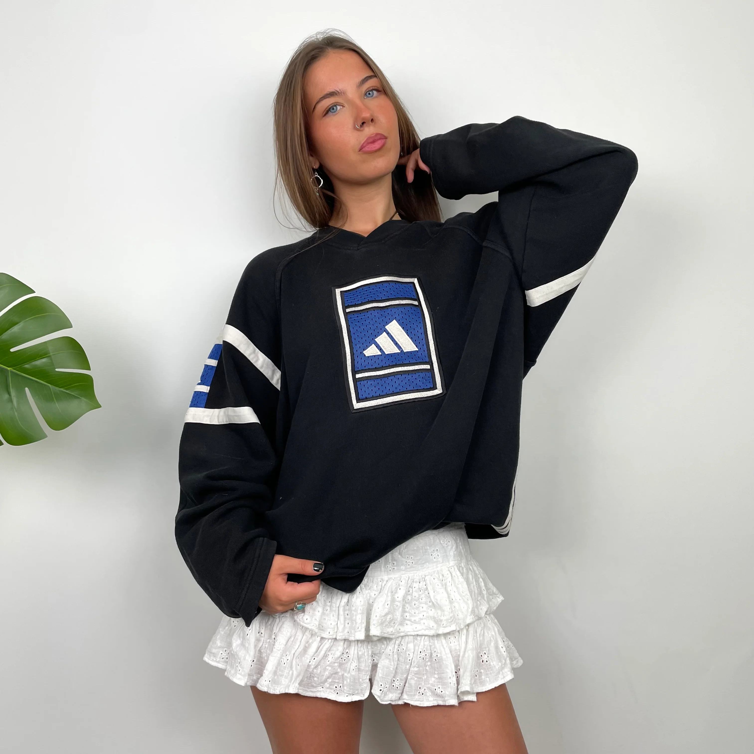 Adidas RARE Black Embroidered Logo Sweatshirt (XL)
