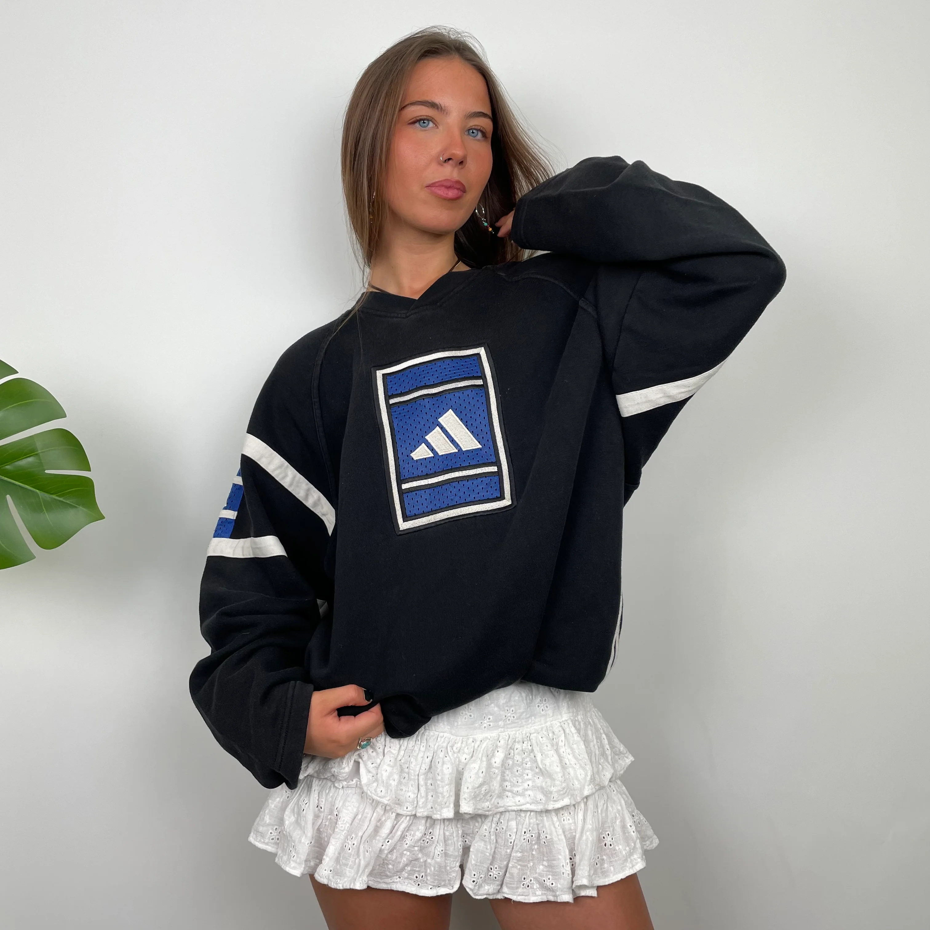 Adidas RARE Black Embroidered Logo Sweatshirt (XL) - Image 3