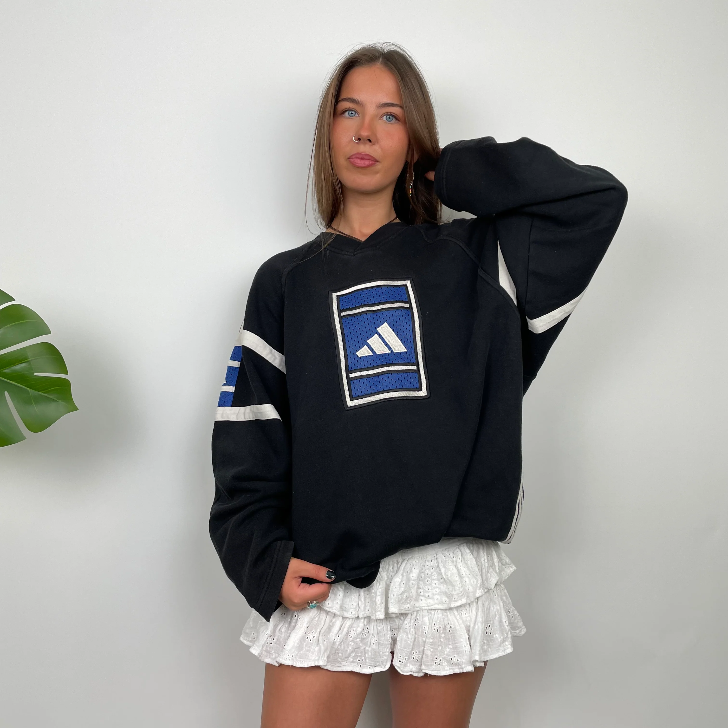 Adidas RARE Black Embroidered Logo Sweatshirt (XL) - Image 4