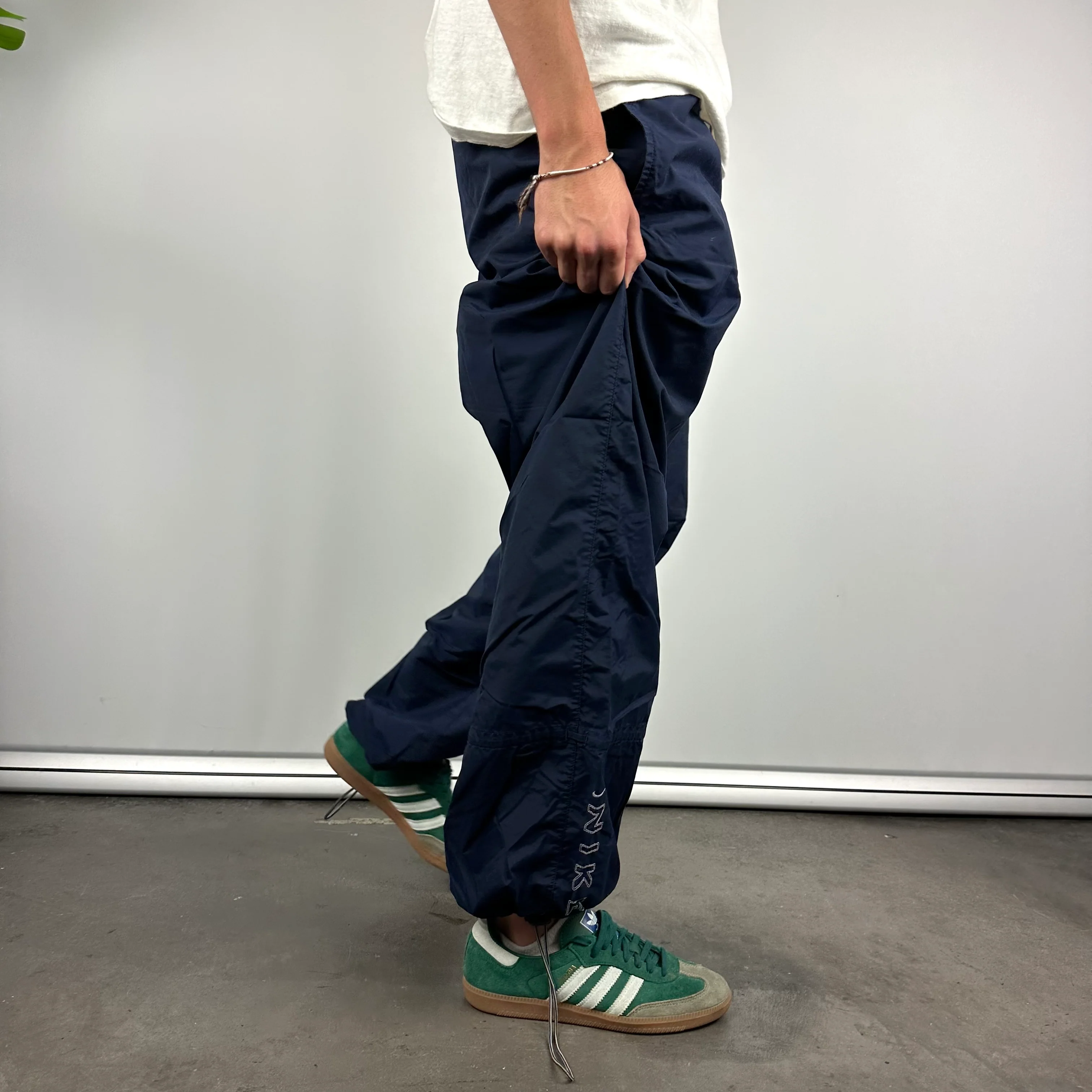 Nike Navy Embroidered Spell Out Track Pants (XL) - Image 4