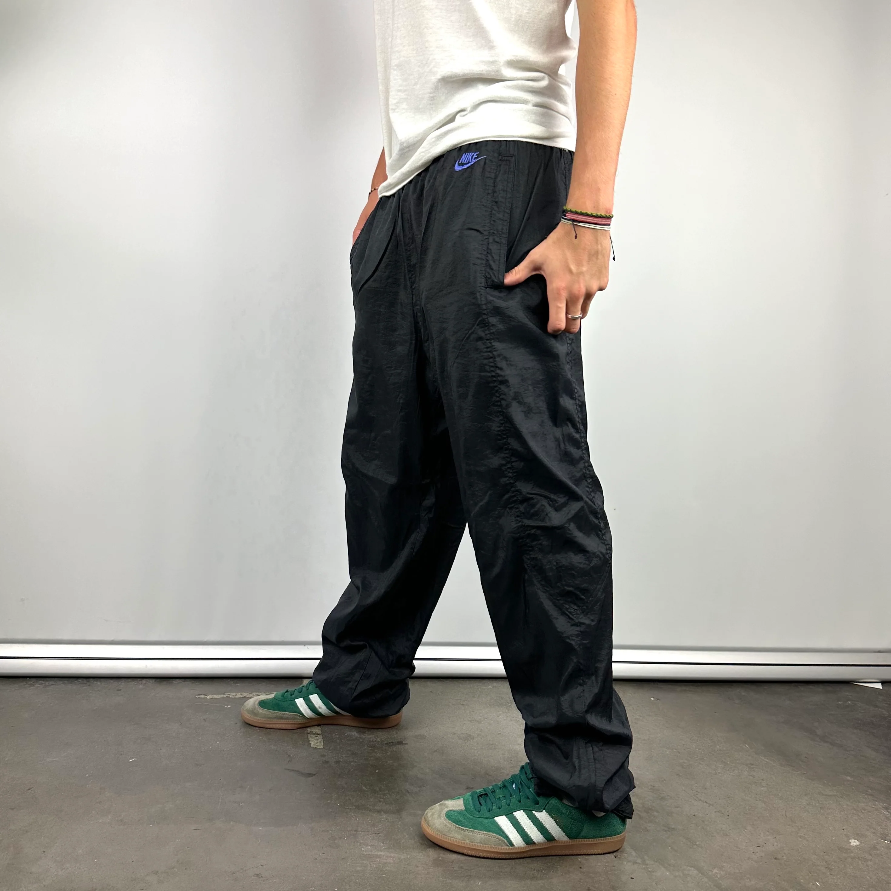 Nike Black Embroidered Spell Out Track Pants (L) - Image 2