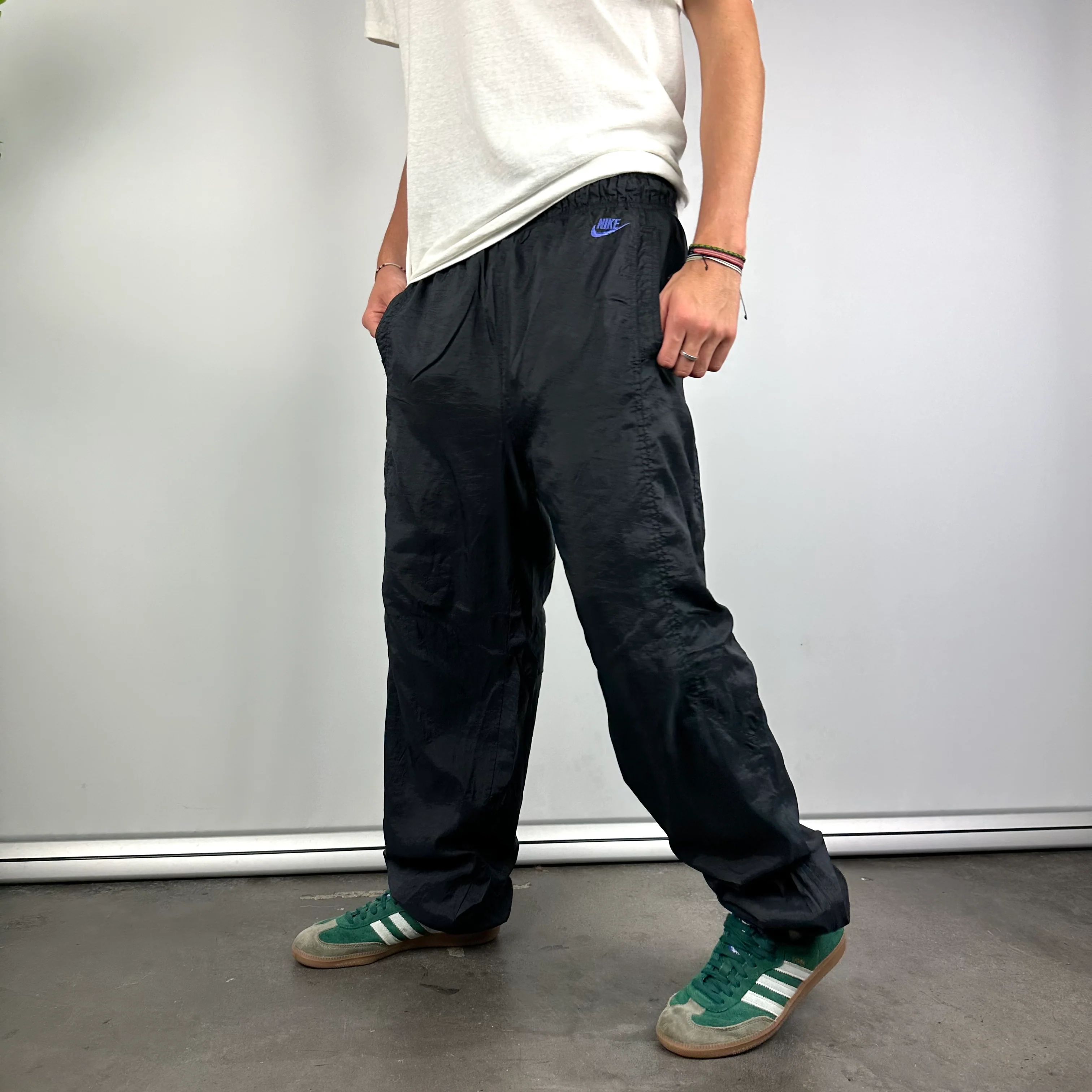 Nike Black Embroidered Spell Out Track Pants (L) - Image 3