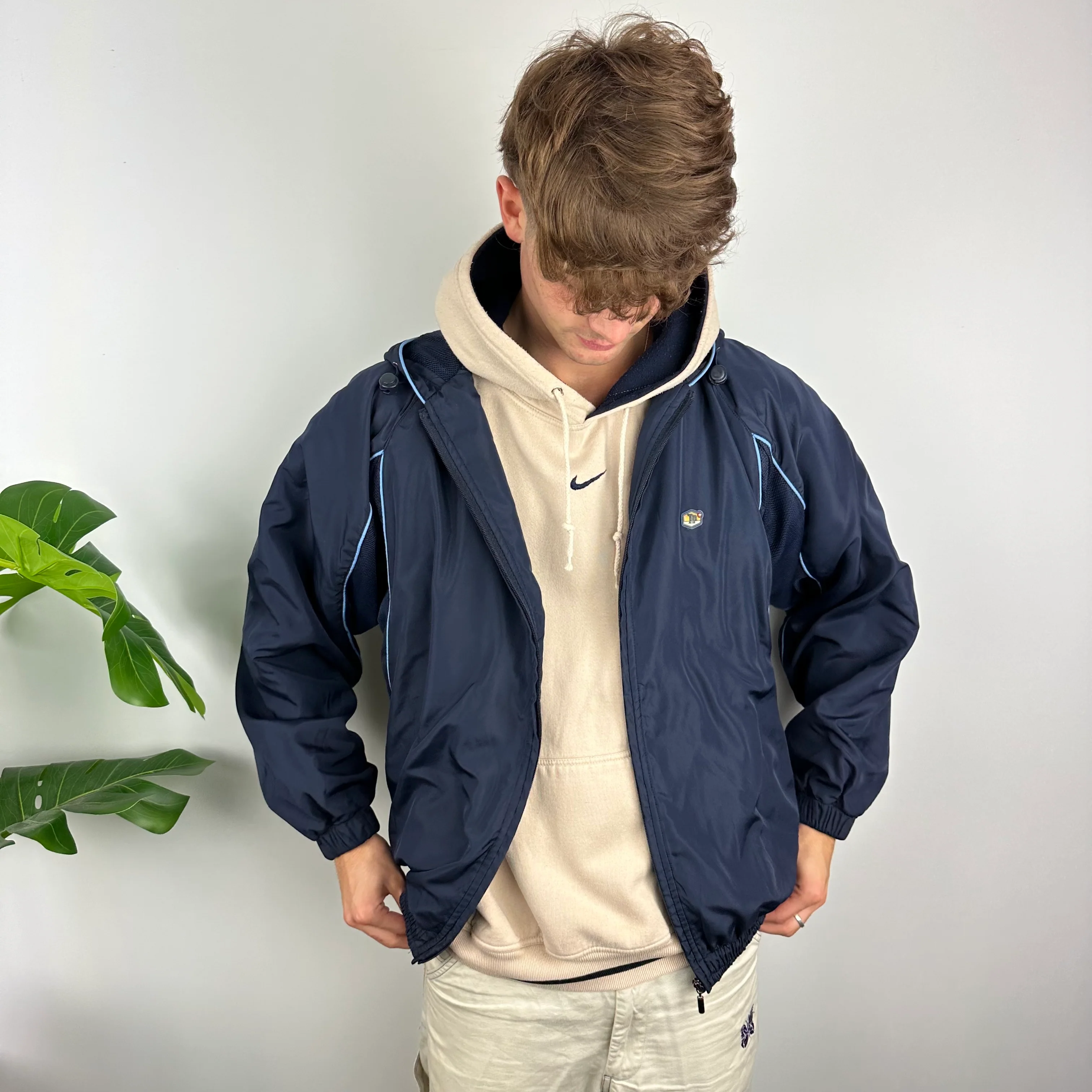 Nike TN Air RARE Navy Embroidered Spell Out Zip Up Jacket (L)