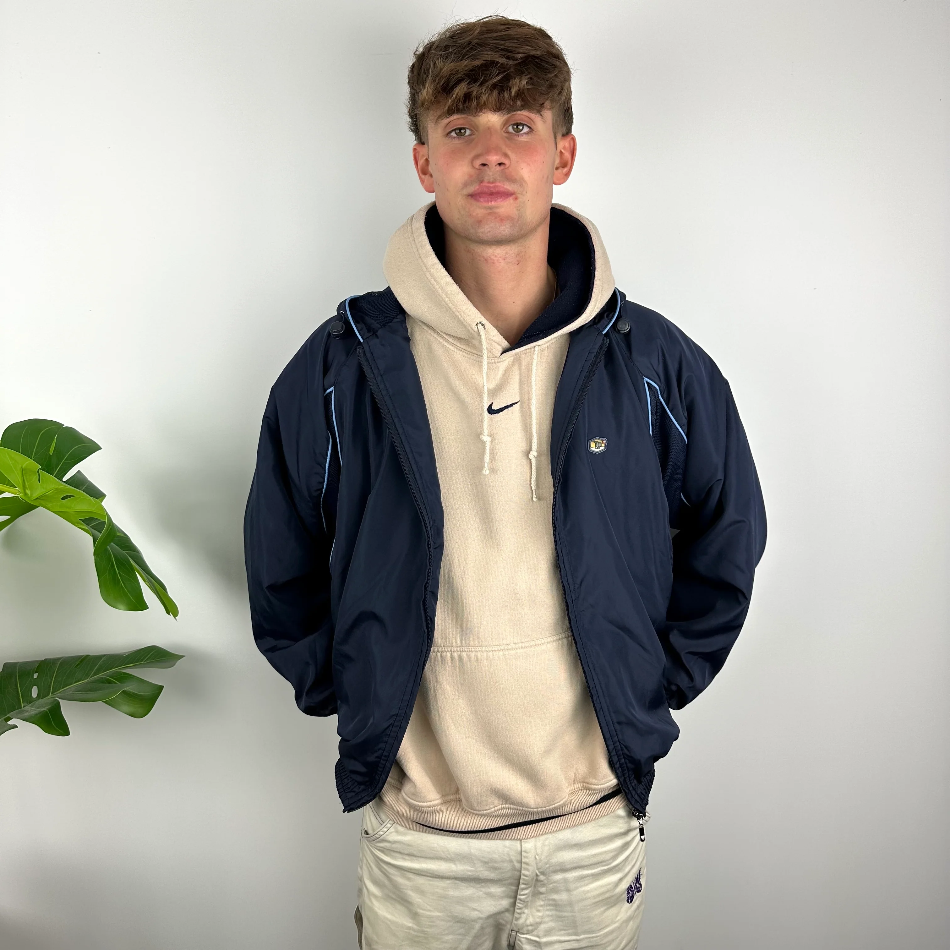 Nike TN Air RARE Navy Embroidered Spell Out Zip Up Jacket (L) - Image 3