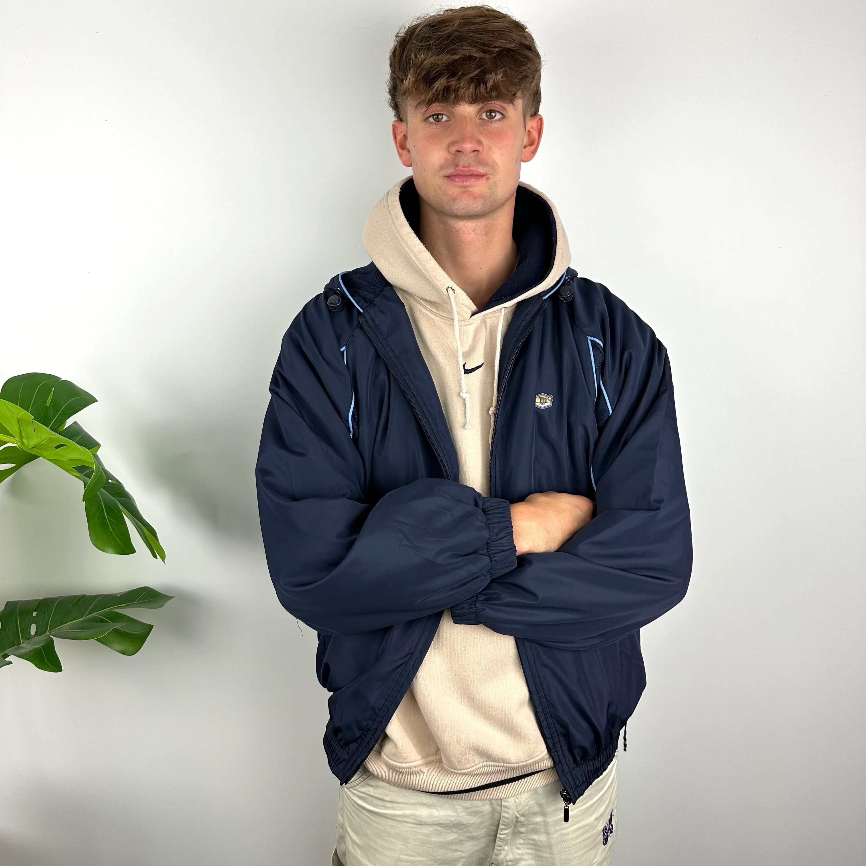 Nike TN Air RARE Navy Embroidered Spell Out Zip Up Jacket (L) - Image 5