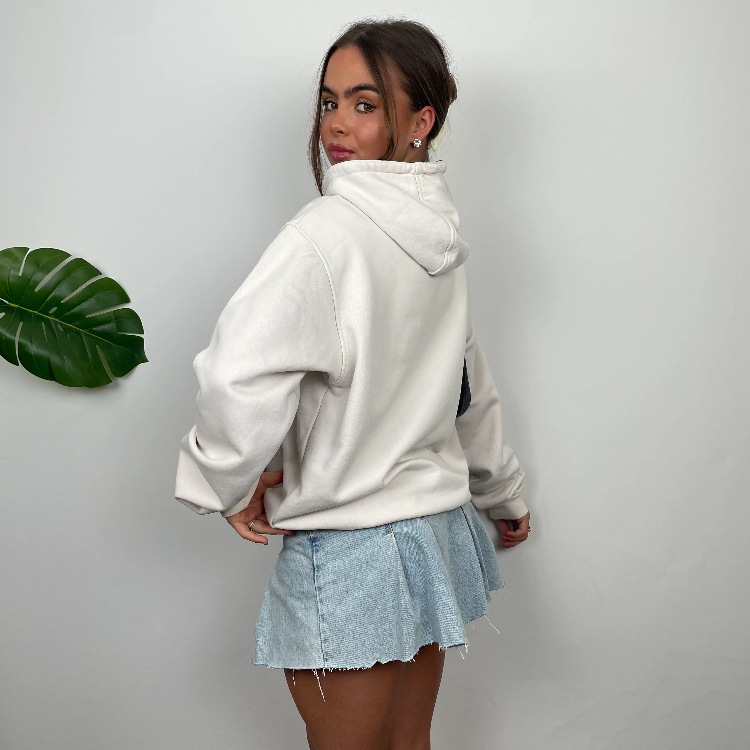 Nike Athletic White Embroidered Spell Out Hoodie (M) - Image 7