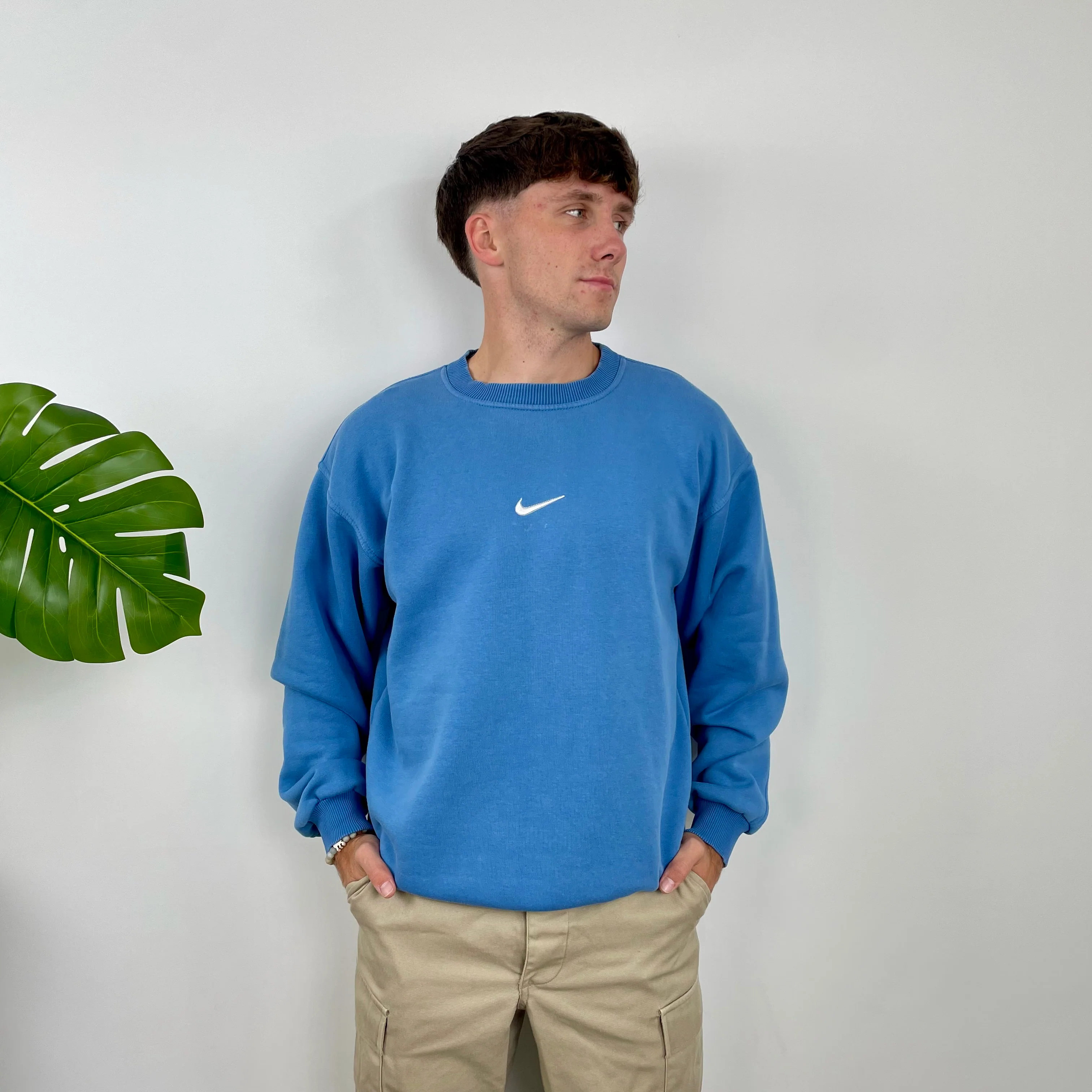 Nike Baby Blue Embroidered Swoosh Sweatshirt (L) - Image 2
