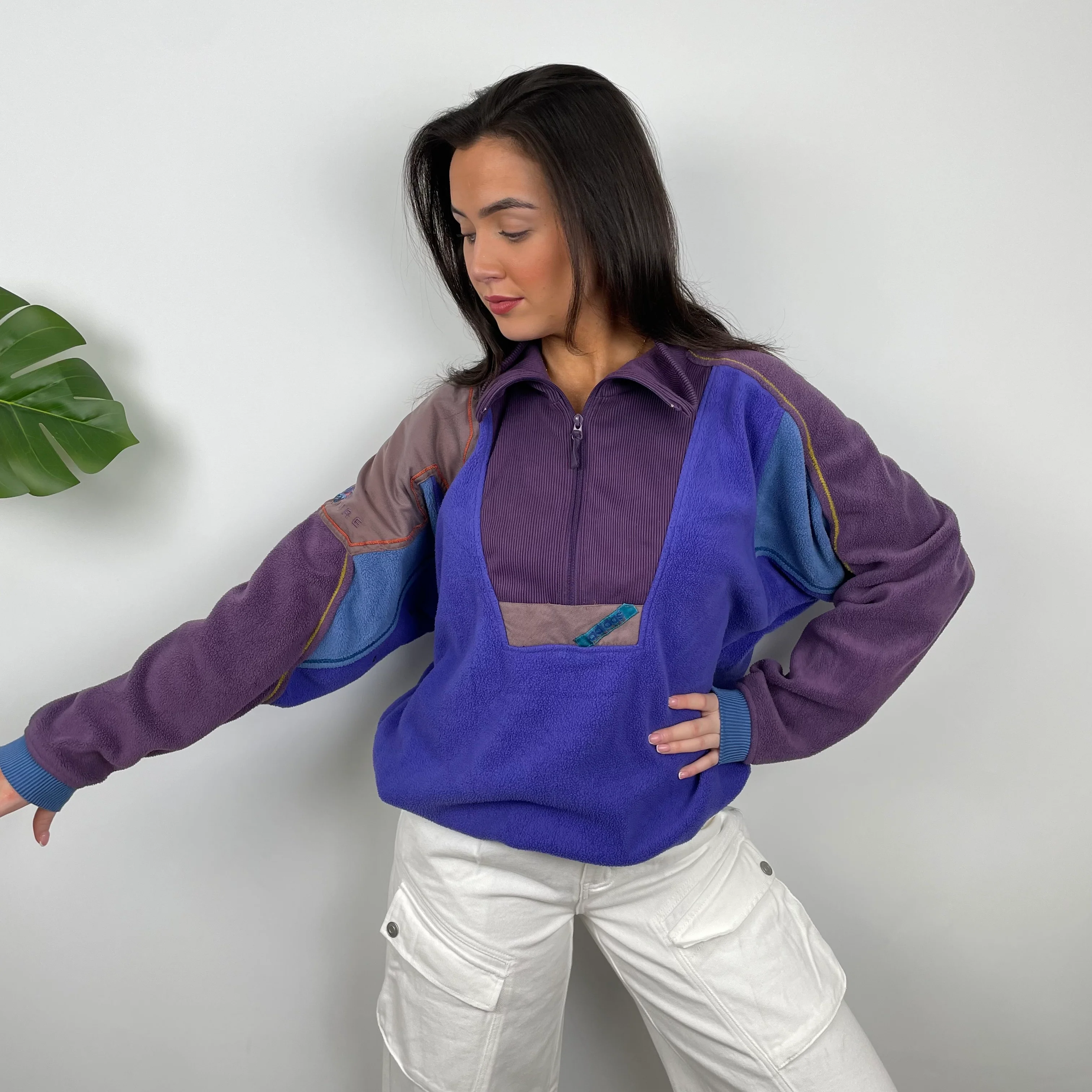 Adidas Colour Block Teddy Bear Quarter Zip Up Fleece (M) - Image 8