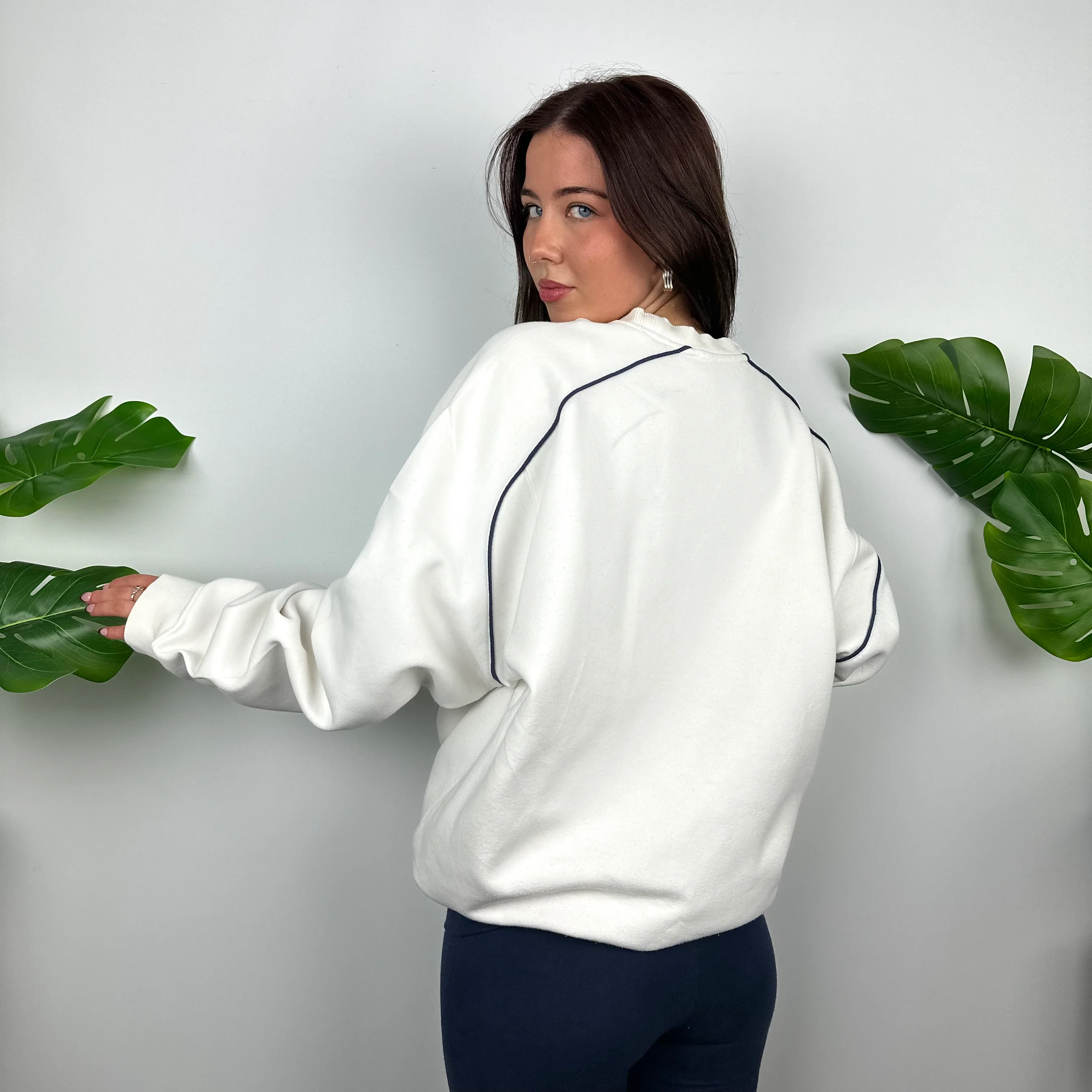 Adidas White Embroidered Spell Out Sweatshirt (L) - Image 4