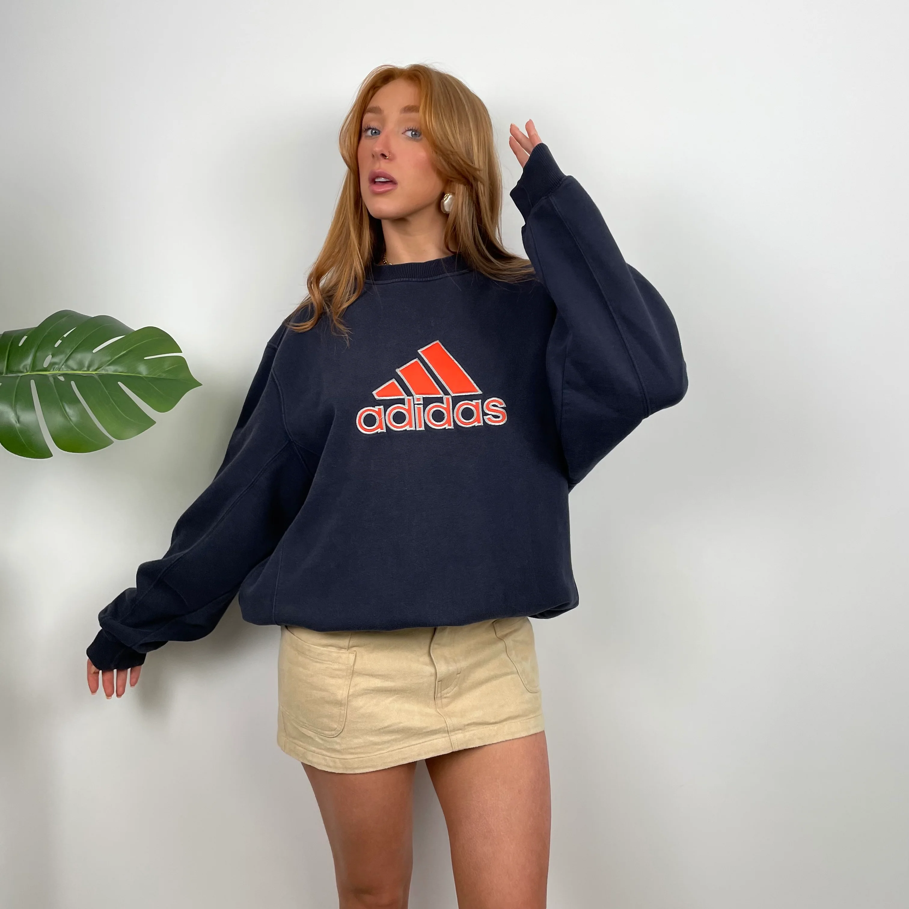 Adidas Navy Embroidered Spell Out Sweatshirt (M) - Image 2