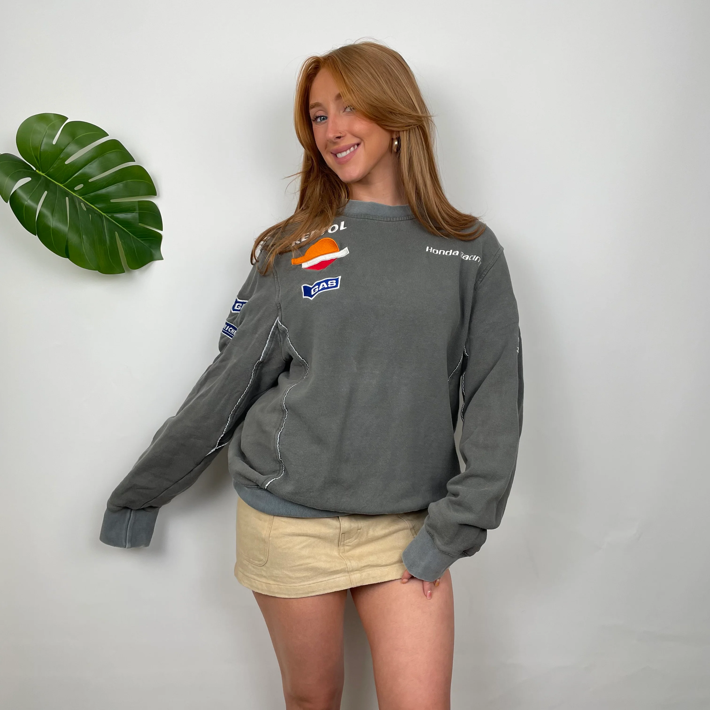 Honda Racing RARE Grey Embroidered Spell Out Sweatshirt (L) - Image 2