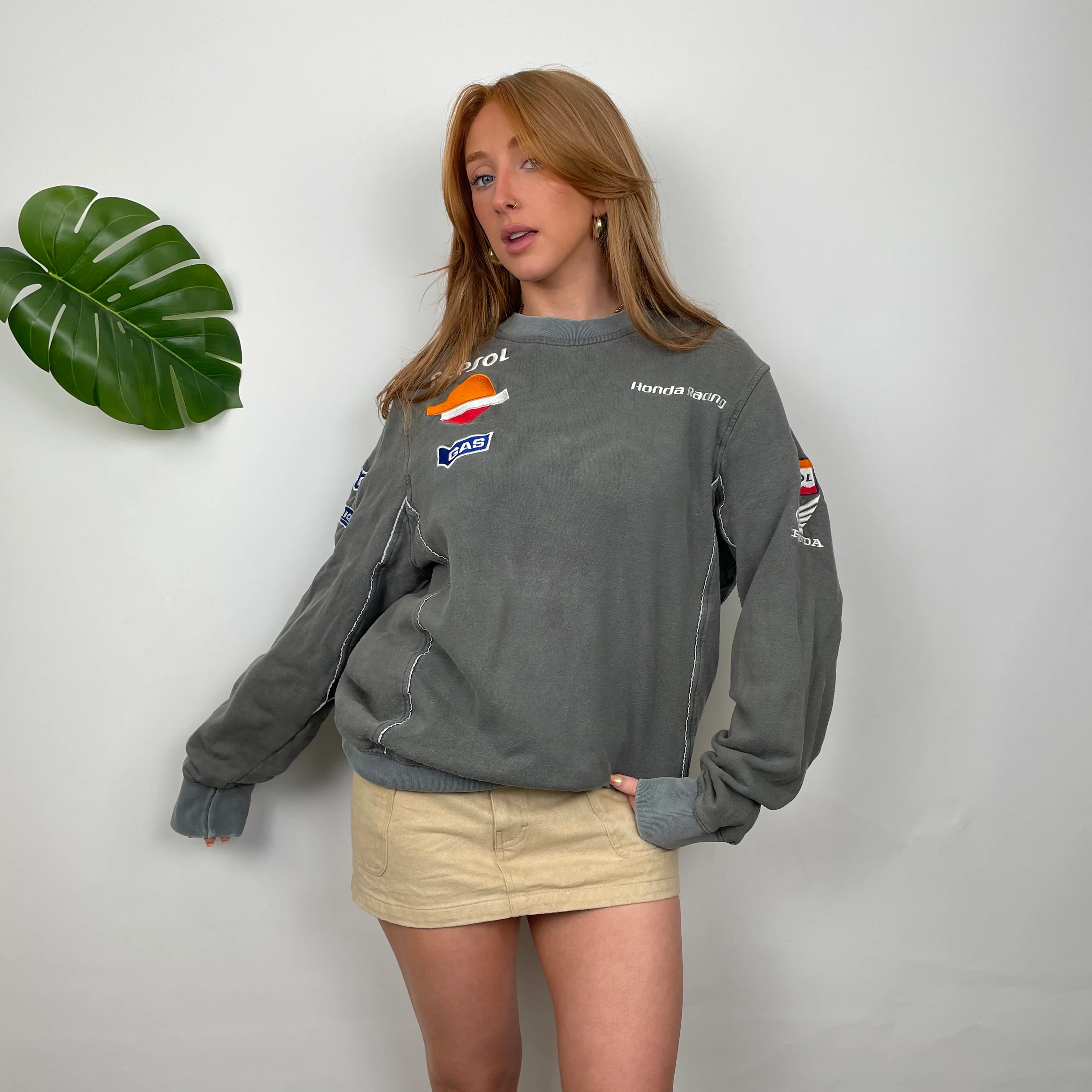 Honda Racing RARE Grey Embroidered Spell Out Sweatshirt (L) - Image 5