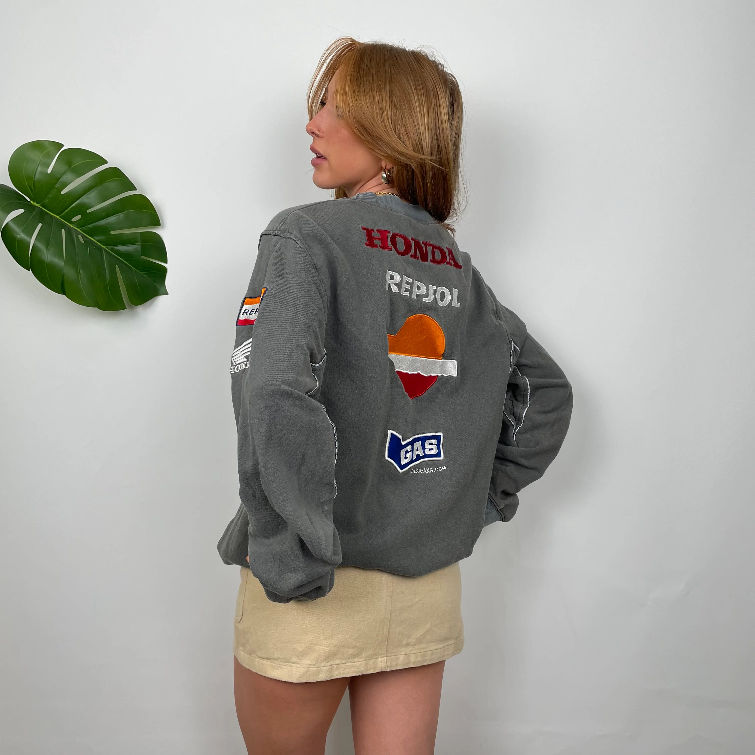 Honda Racing RARE Grey Embroidered Spell Out Sweatshirt (L) - Image 6