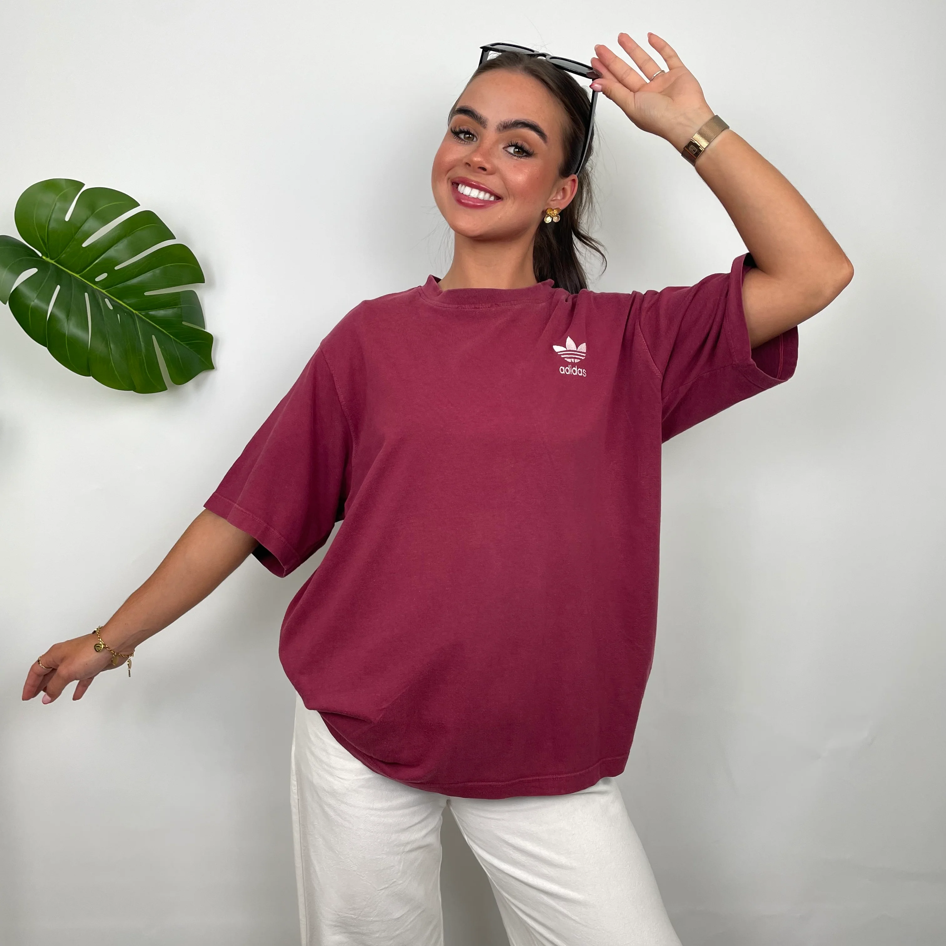 Adidas RARE Red Embroidered Spell Out T Shirt (M) - Image 2