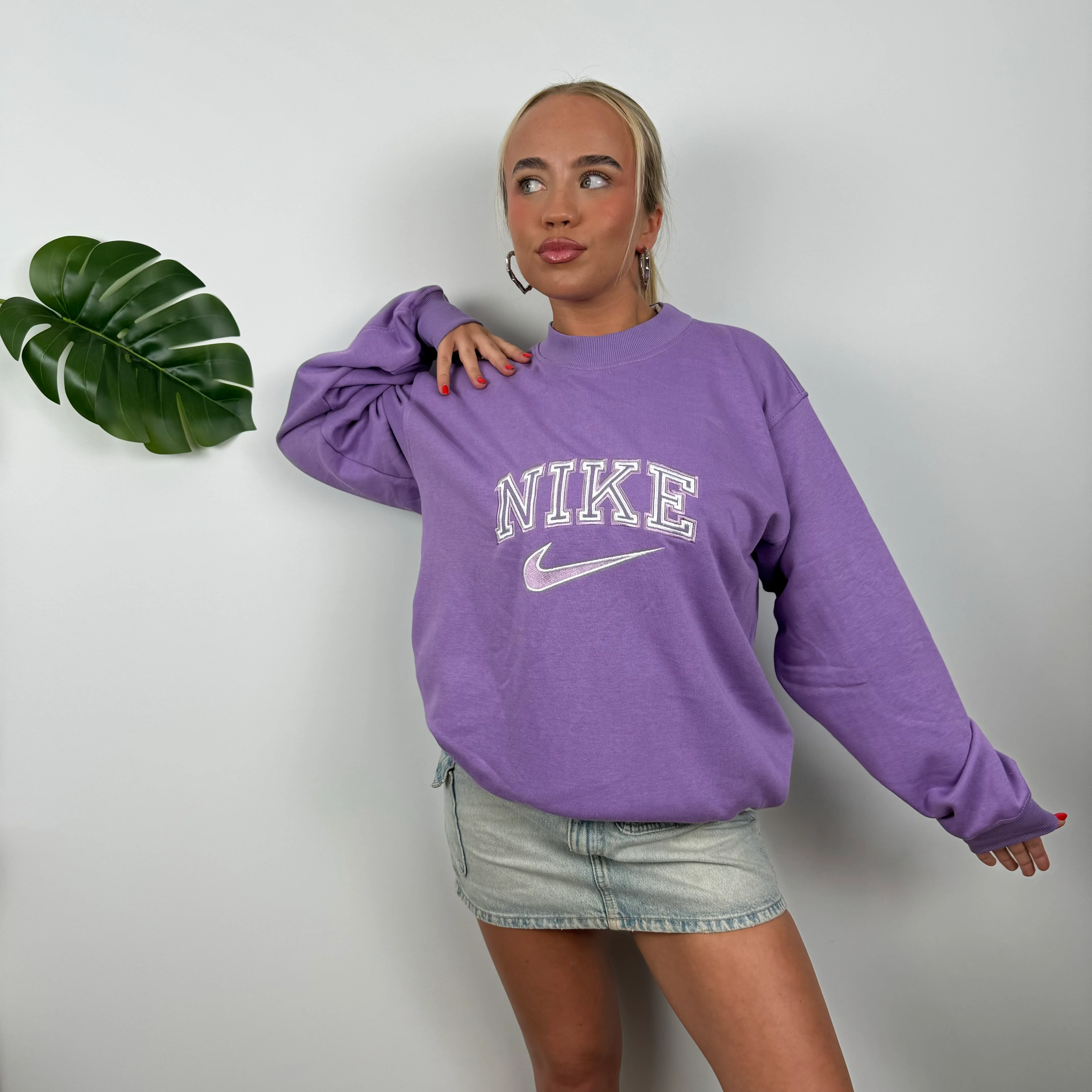 Nike Lilac Embroidered Spell Out Sweatshirt (L) - Image 6